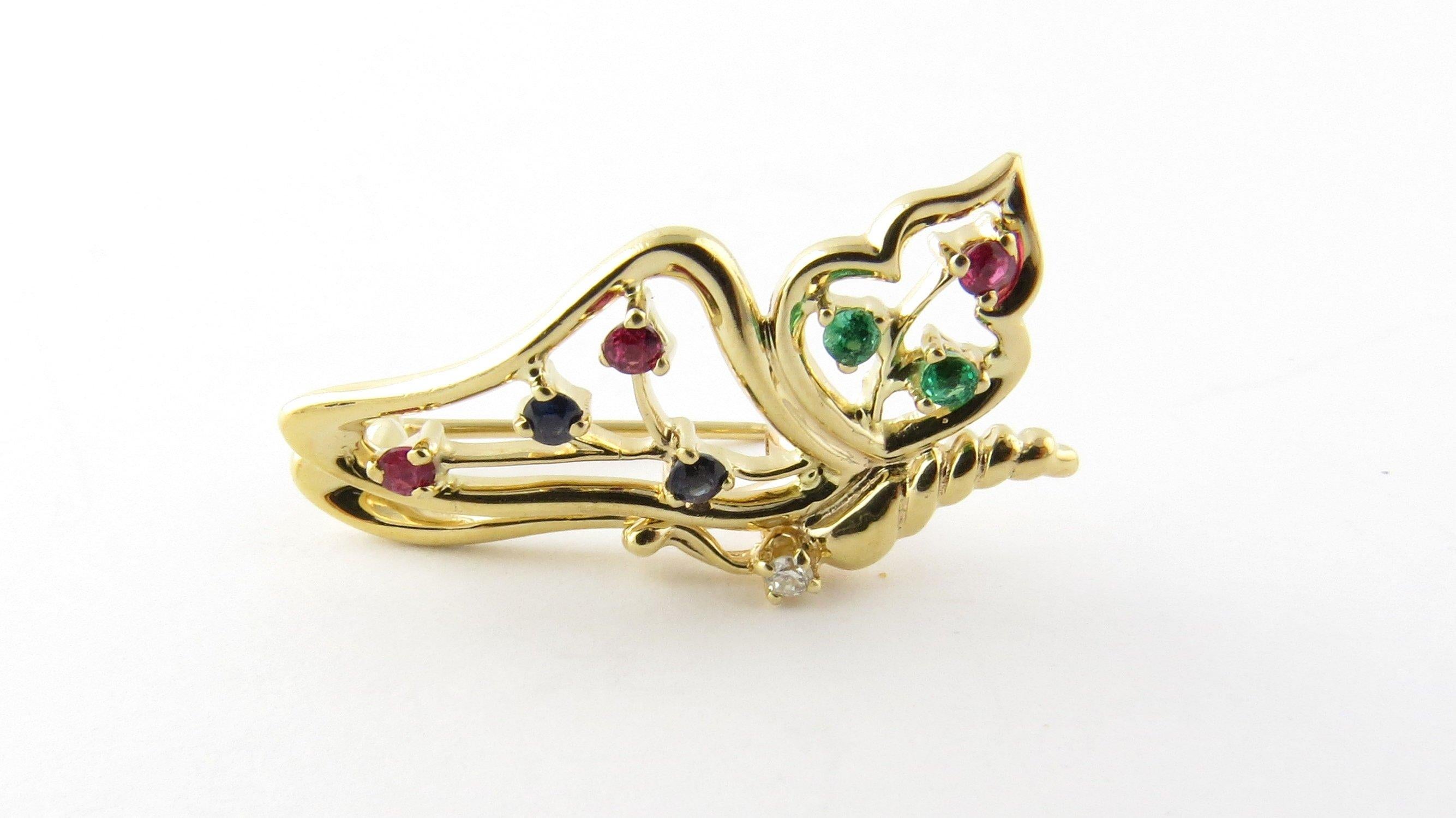 14 Karat Yellow Gold Butterfly Pin 2