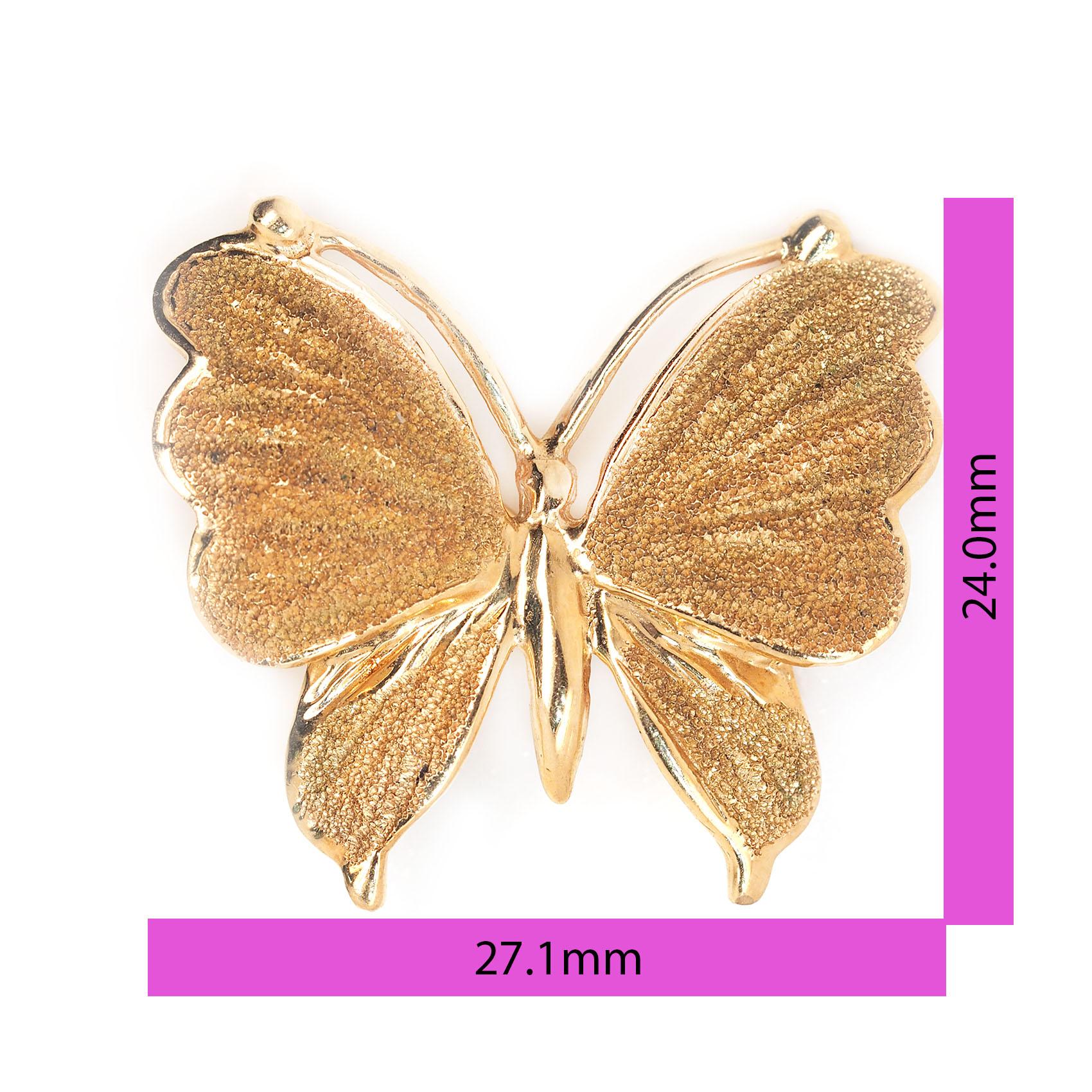 Women's or Men's 14 Karat Yellow Gold Butterfly Pin