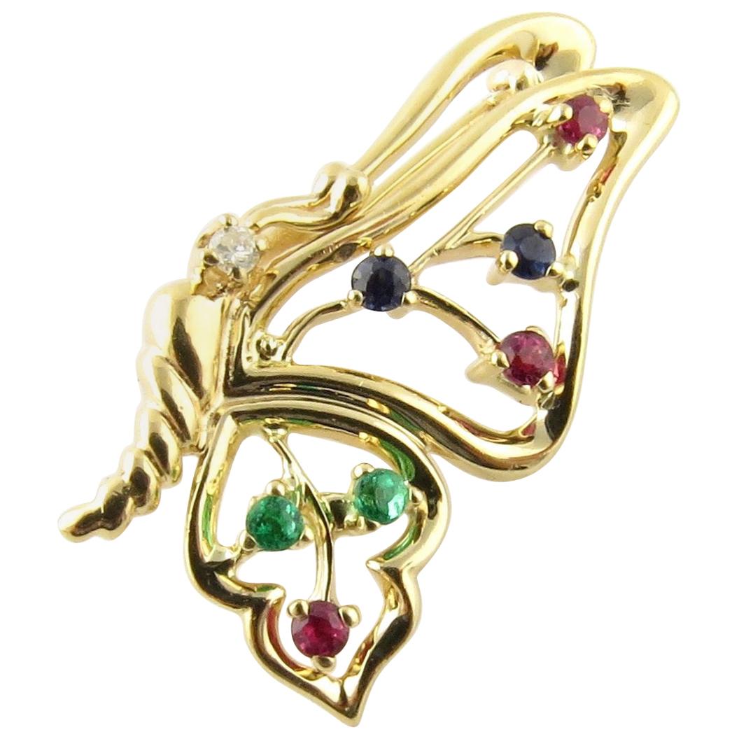 14 Karat Yellow Gold Butterfly Pin