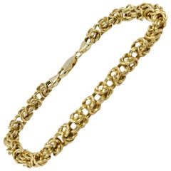 14 Karat Yellow Gold Byzantine Bracelet