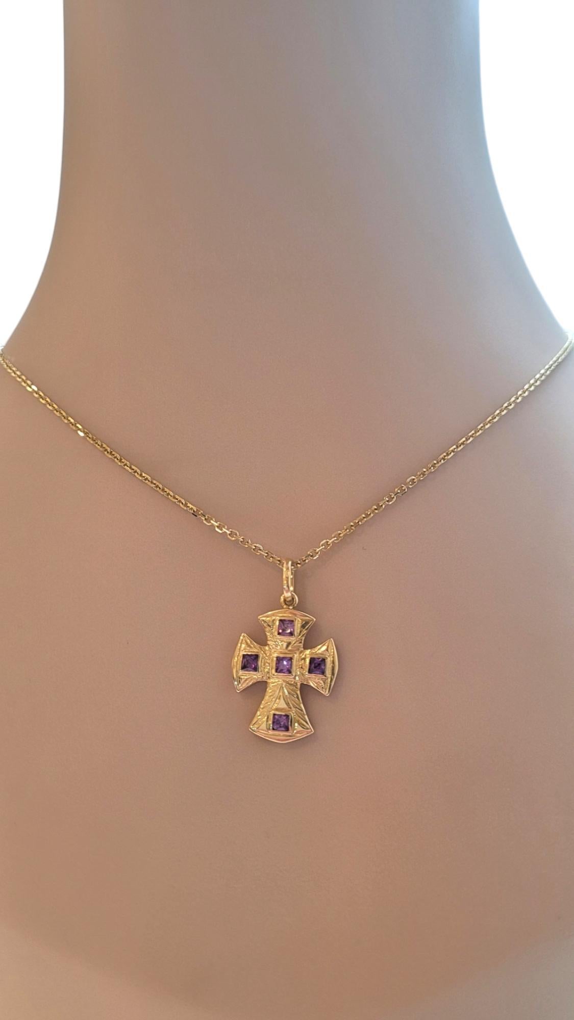 14 Karat Gelbgold Byzantinisches Kreuz mit lila facettierten Steinen-Anhänger #20170 im Angebot 6