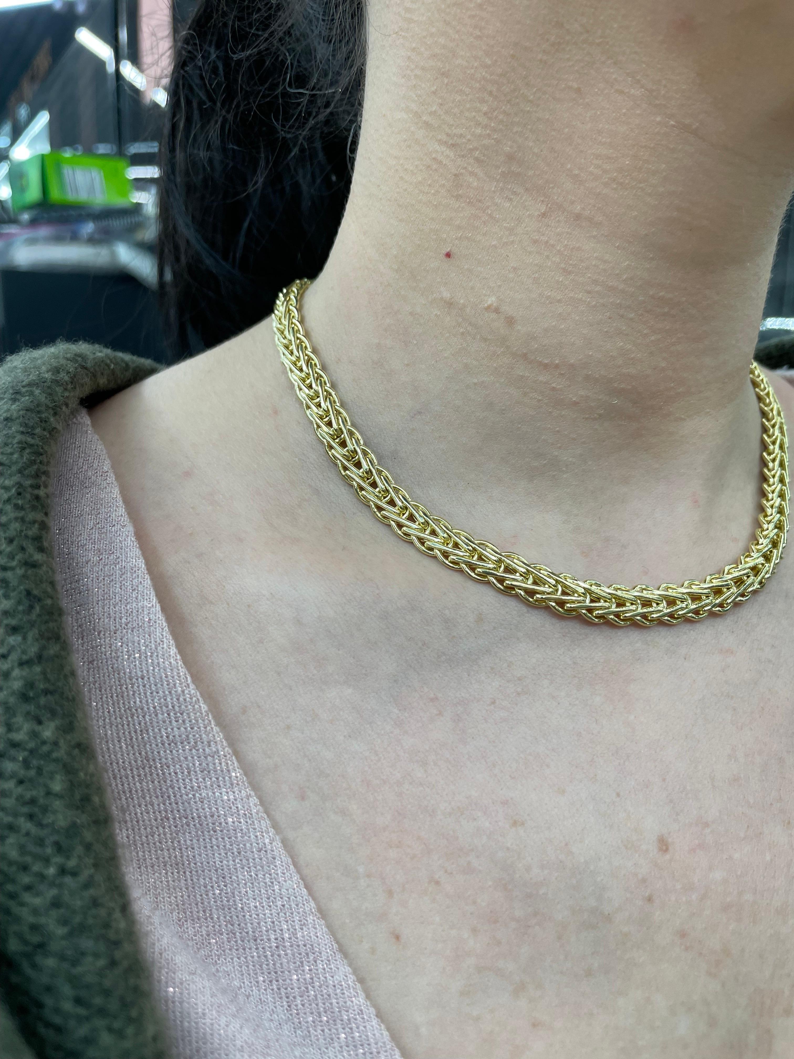 14 Karat Yellow Gold Byzantine Diamond Necklace 21 Grams Turkey For Sale 3