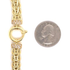 14 Karat Yellow Gold Byzantine Diamond Necklace 21 Grams Turkey