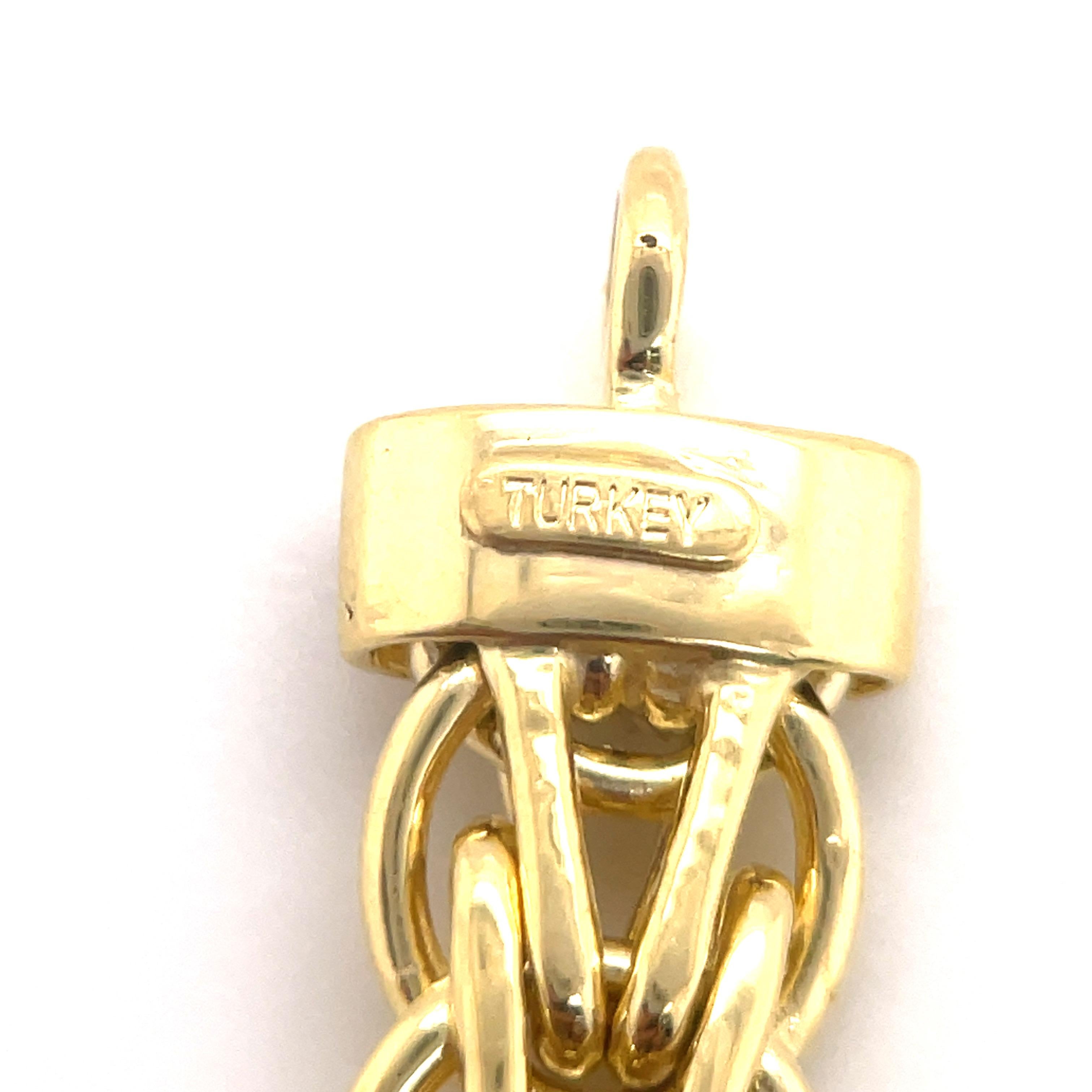 Contemporary 14 Karat Yellow Gold Byzantine Diamond Necklace 21 Grams Turkey For Sale
