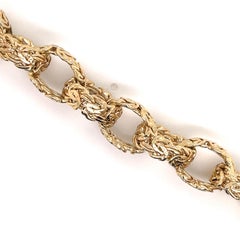 14 Karat Yellow Gold Byzantine Motif Link Bracelet 17 Grams