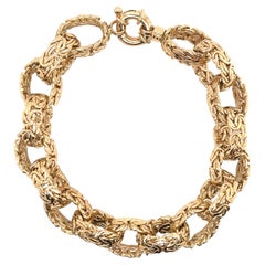 14 Karat Yellow Gold Byzantine Motif Link Bracelet 17 Grams