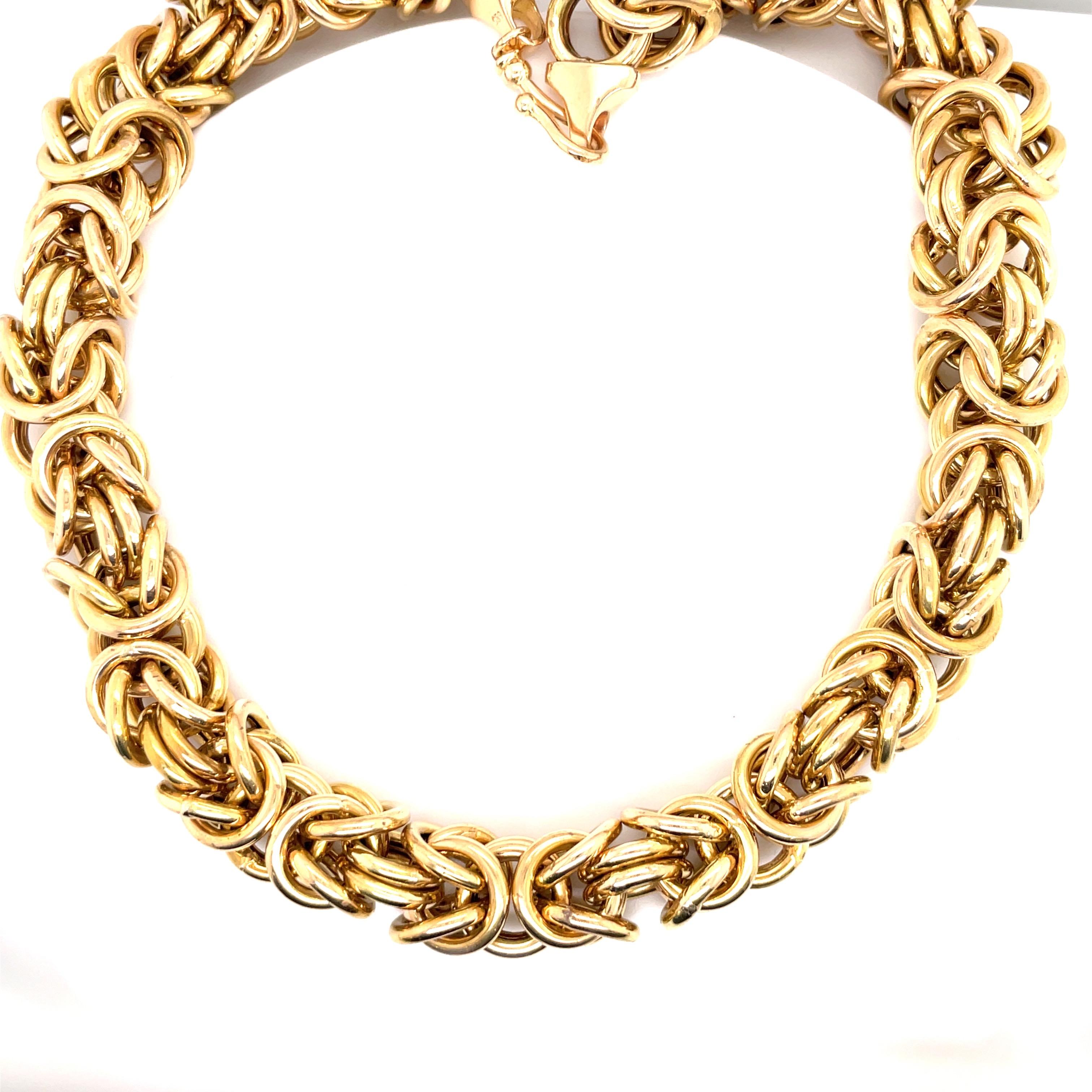 14 Karat Yellow Gold Byzantine Style Necklace 105.6 Grams For Sale 5