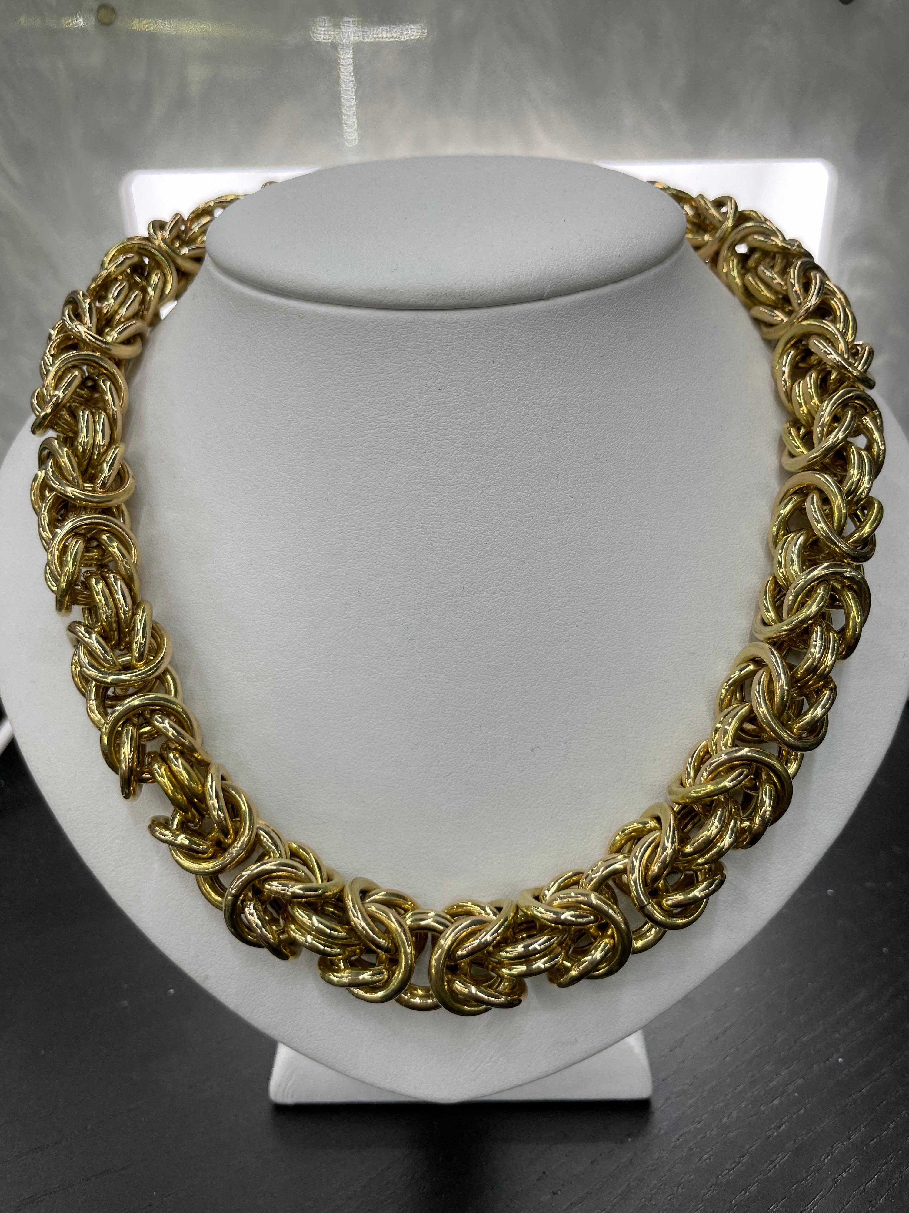 14 Karat Gelbgold Halskette im byzantinischen Stil 105,6 Gramm im Zustand „Hervorragend“ im Angebot in New York, NY