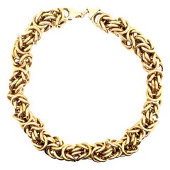 Retro 14 Karat Yellow Gold Byzantine Style Necklace 105.6 Grams