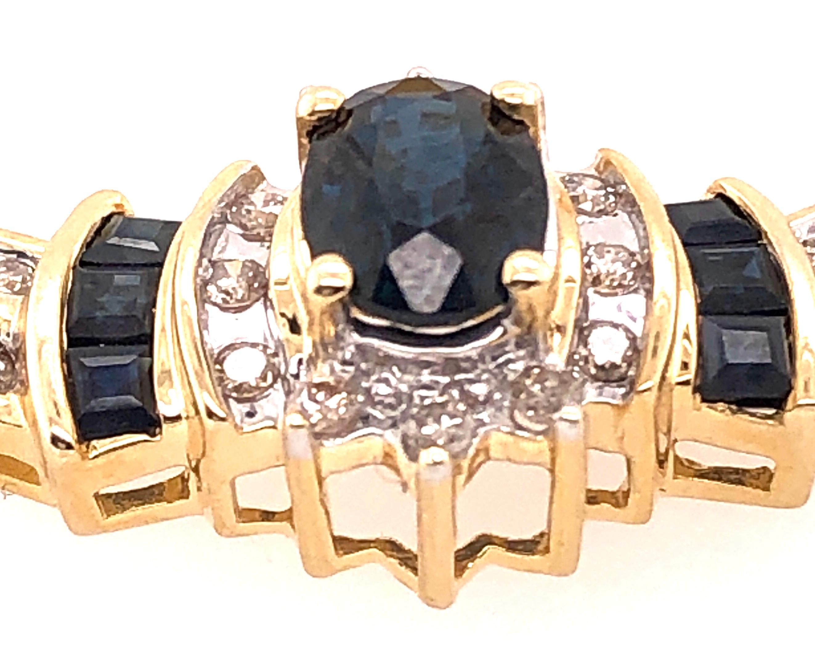 14 Karat Gelbgold Kabel-Halskette mit ovaler Saphir 1,00 Gesamtgewicht der Diamanten im Angebot 10