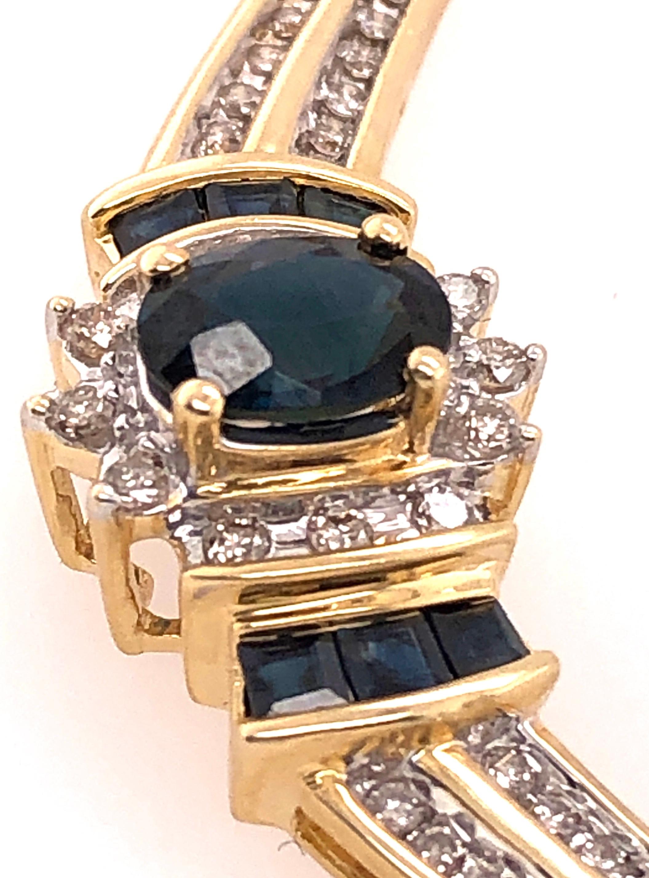 14 Karat Gelbgold Kabel-Halskette mit ovaler Saphir 1,00 Gesamtgewicht der Diamanten im Angebot 11