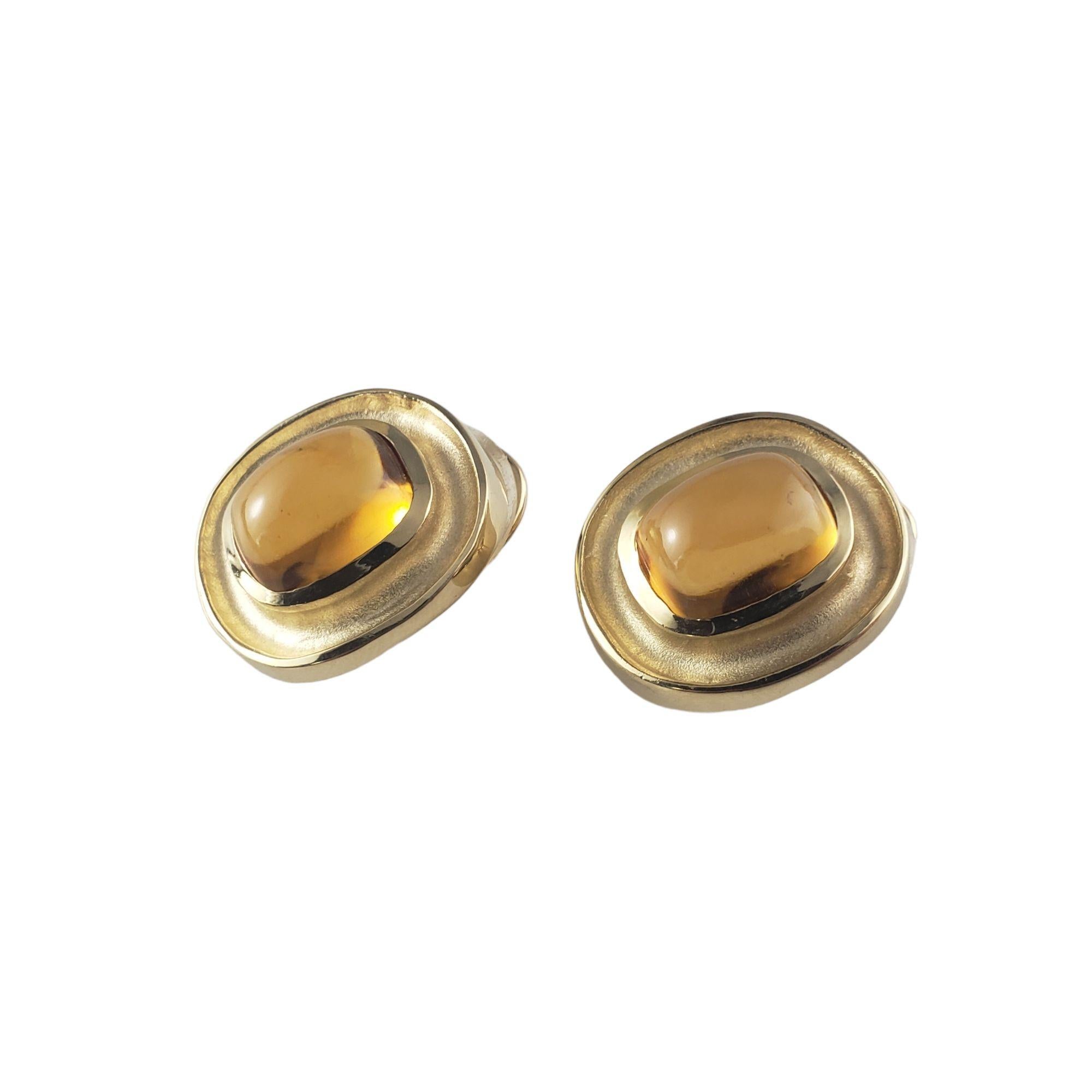 14 Karat Yellow Gold Cabochon Citrine Earrings #14839 In Good Condition For Sale In Washington Depot, CT