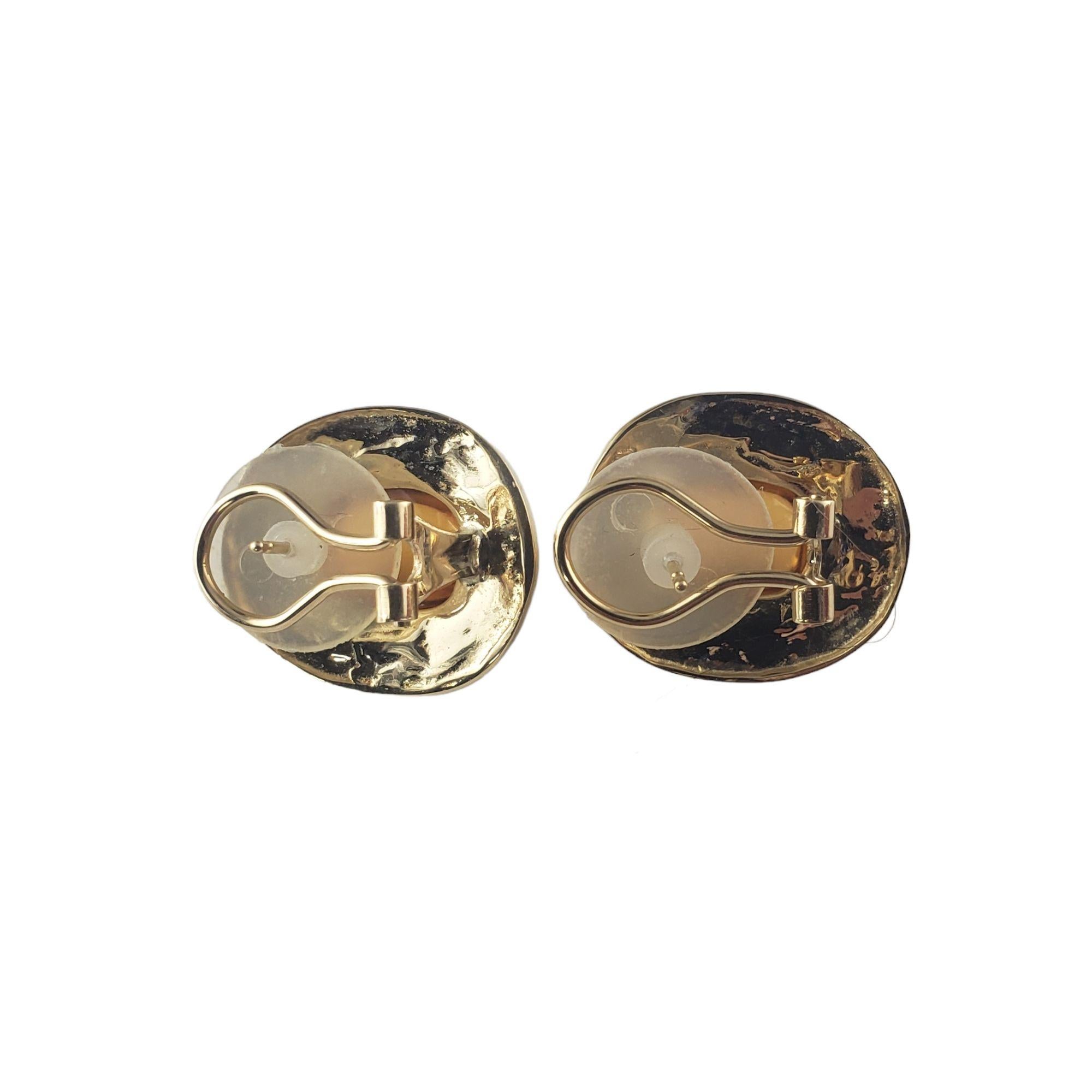 Women's 14 Karat Yellow Gold Cabochon Citrine Earrings #14839 For Sale