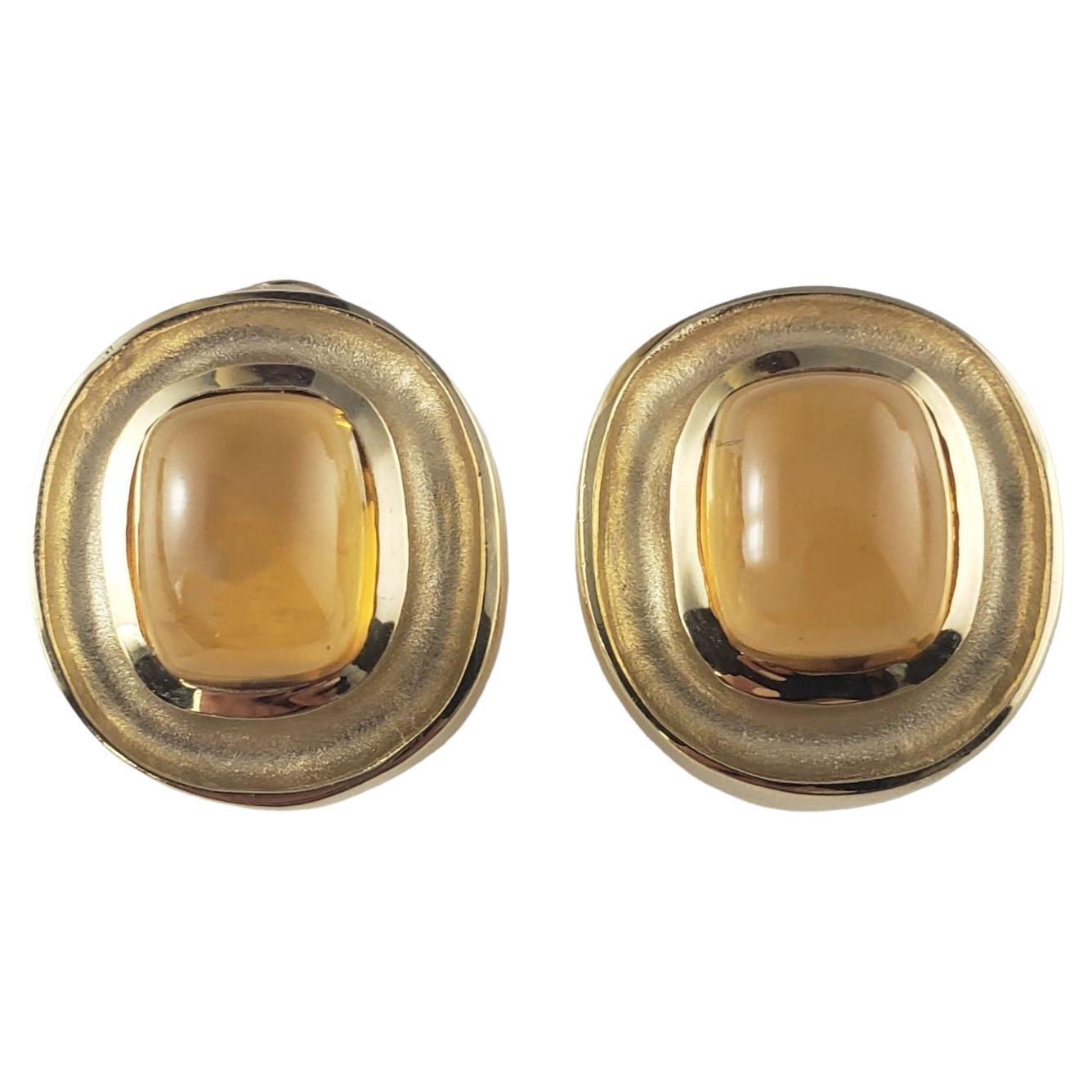 14 Karat Yellow Gold Cabochon Citrine Earrings #14839 For Sale