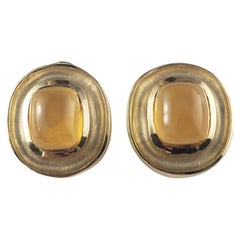 Boucles d'oreilles en or jaune 14 carats avec cabochon de citrine n°14839