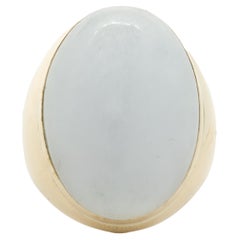14 Karat Yellow Gold Cabochon Cut Jade Ring