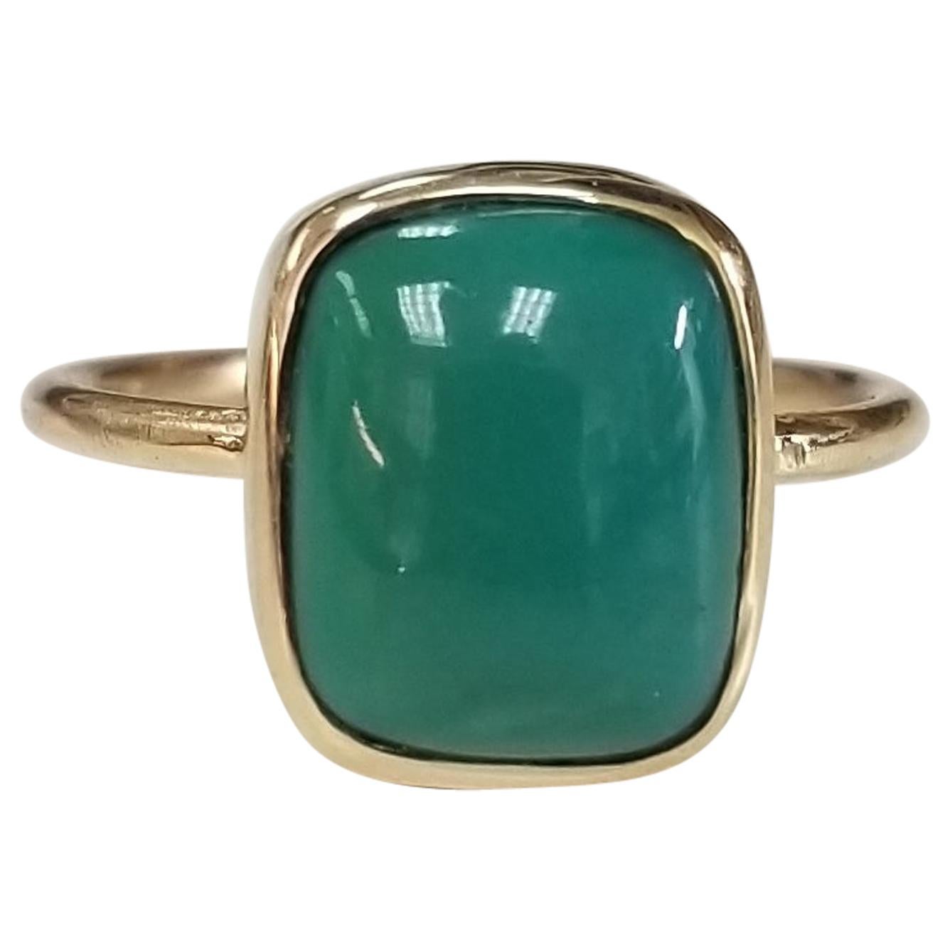 14 Karat Yellow Gold Cabochon Cut Turquoise Ring