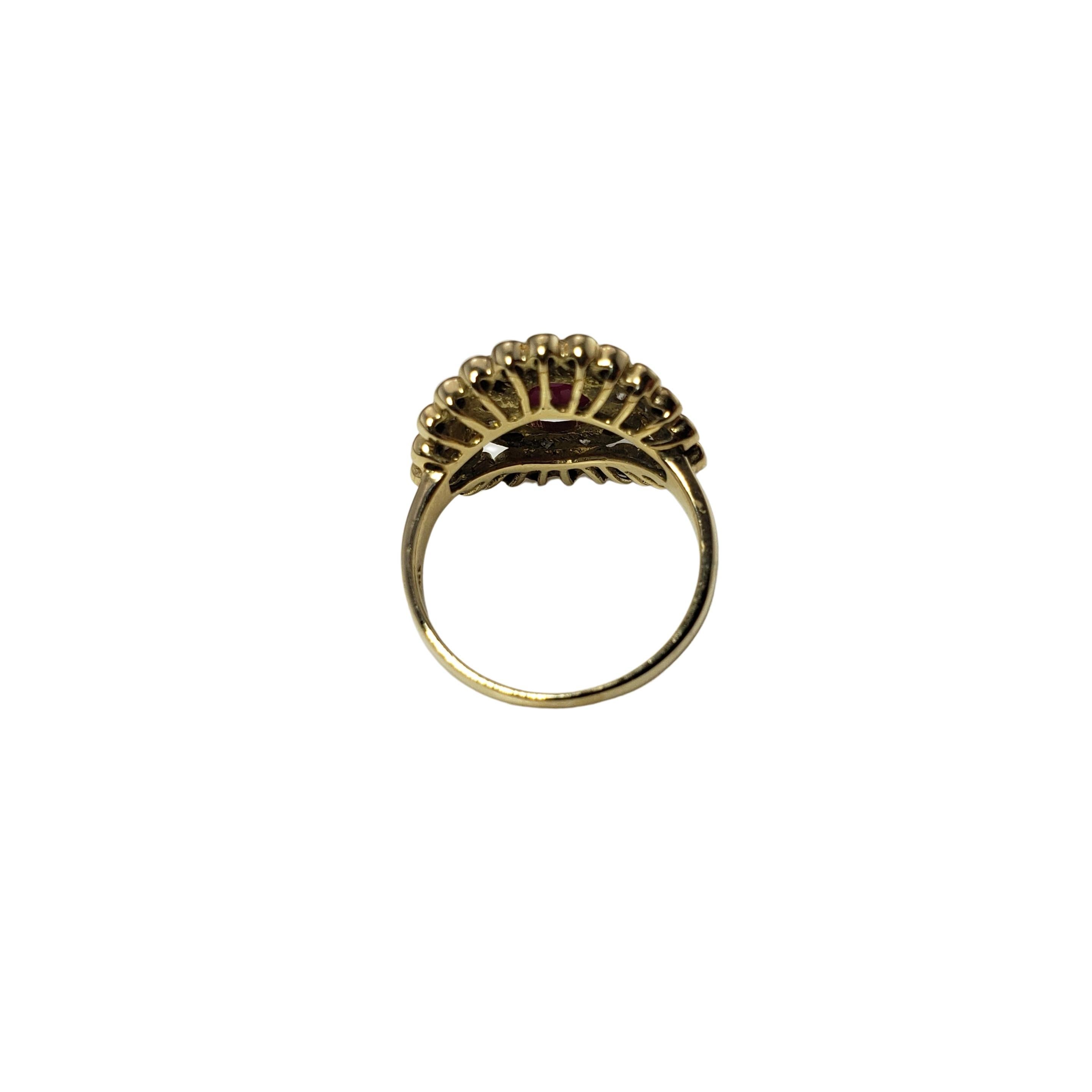 14 Karat Yellow Gold Natural Cabochon Ruby and Diamond Ring For Sale 2