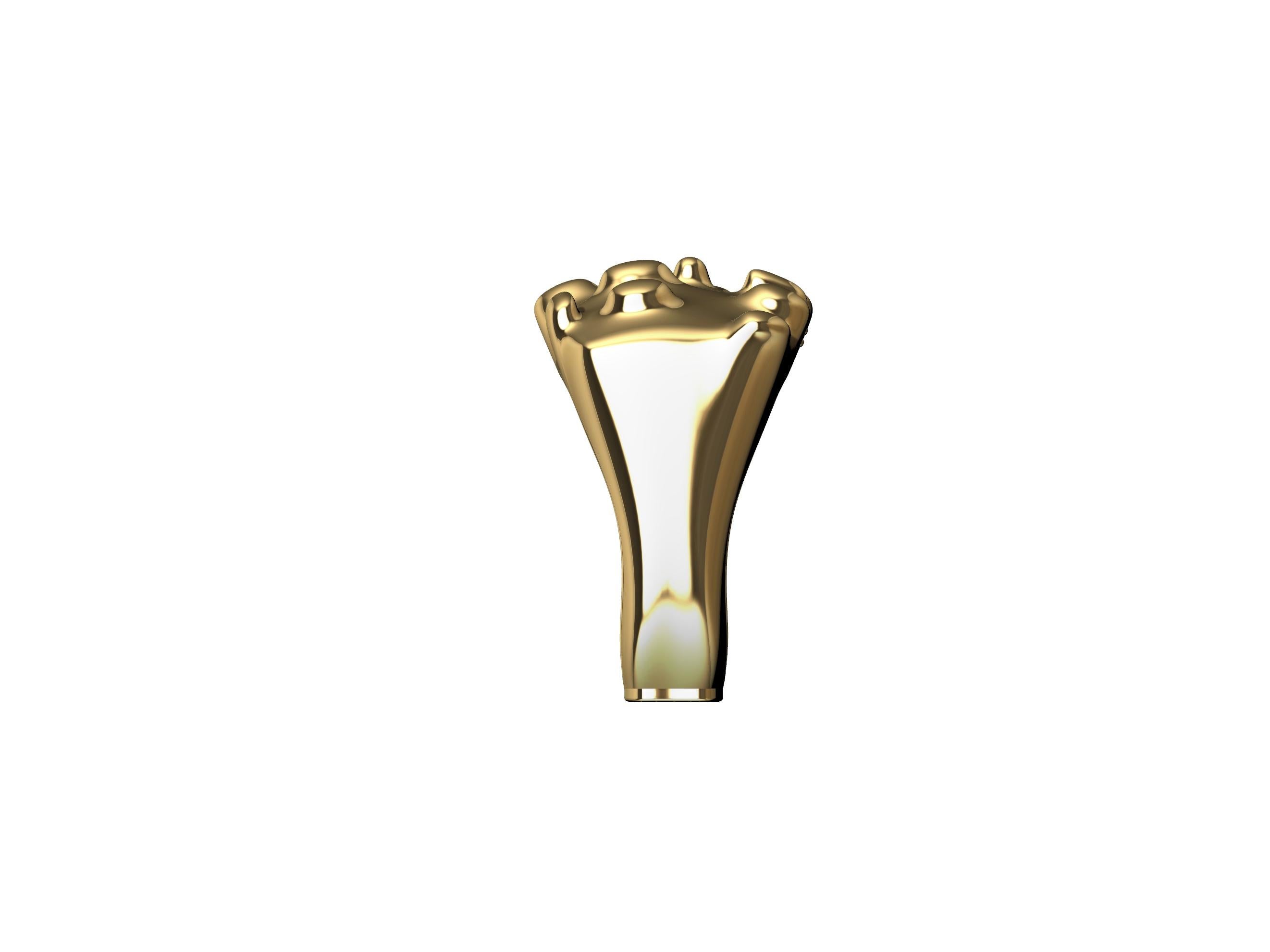 En vente :  Bague sculptée Cactus en or jaune 14 carats 8
