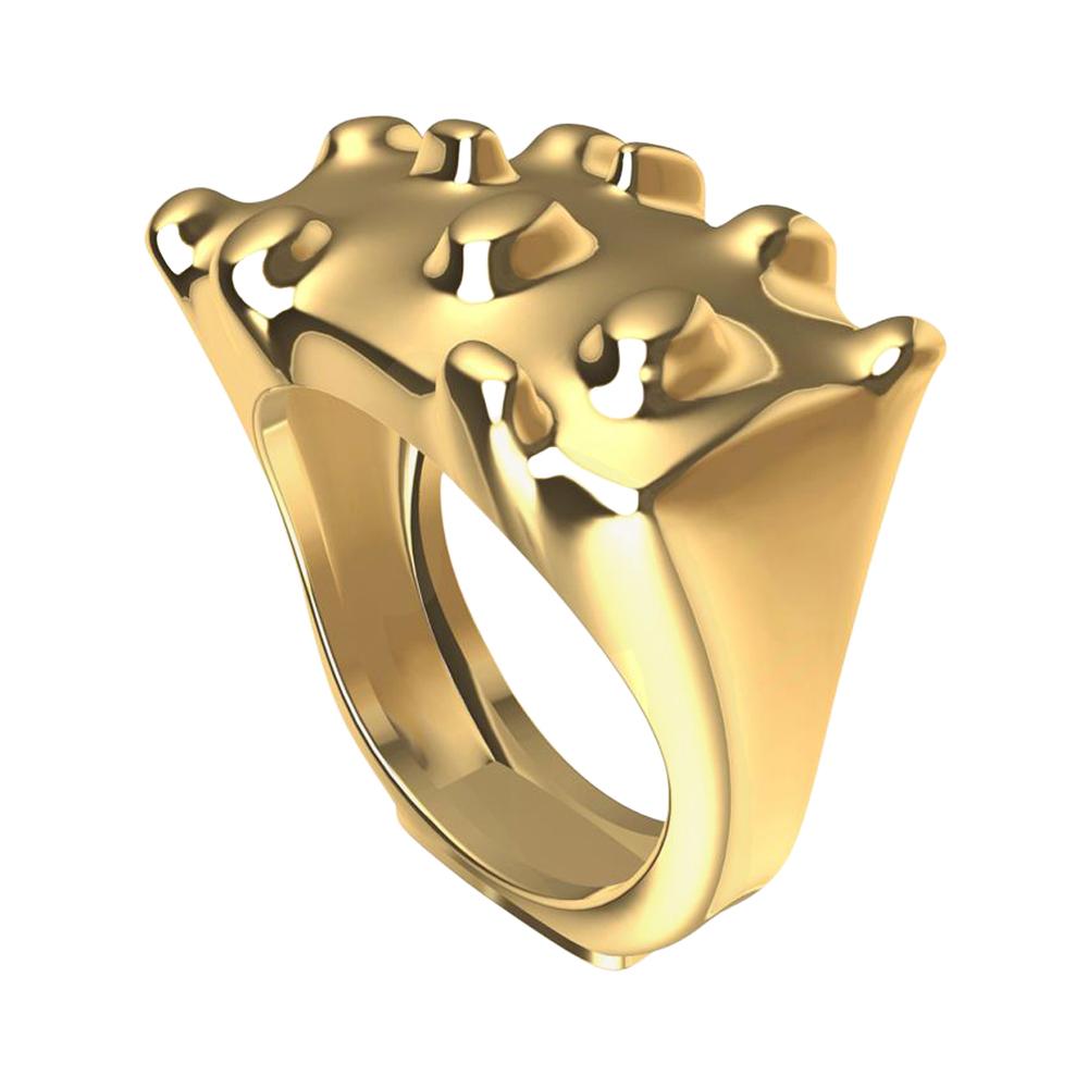 Kaktus-Skulptur-Ring aus 14 Karat Gelbgold