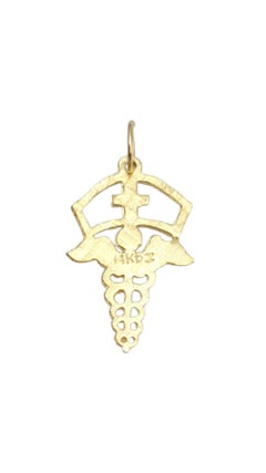 14 Karat Yellow Gold Caduceus Symbol of Medicine Charm #21628