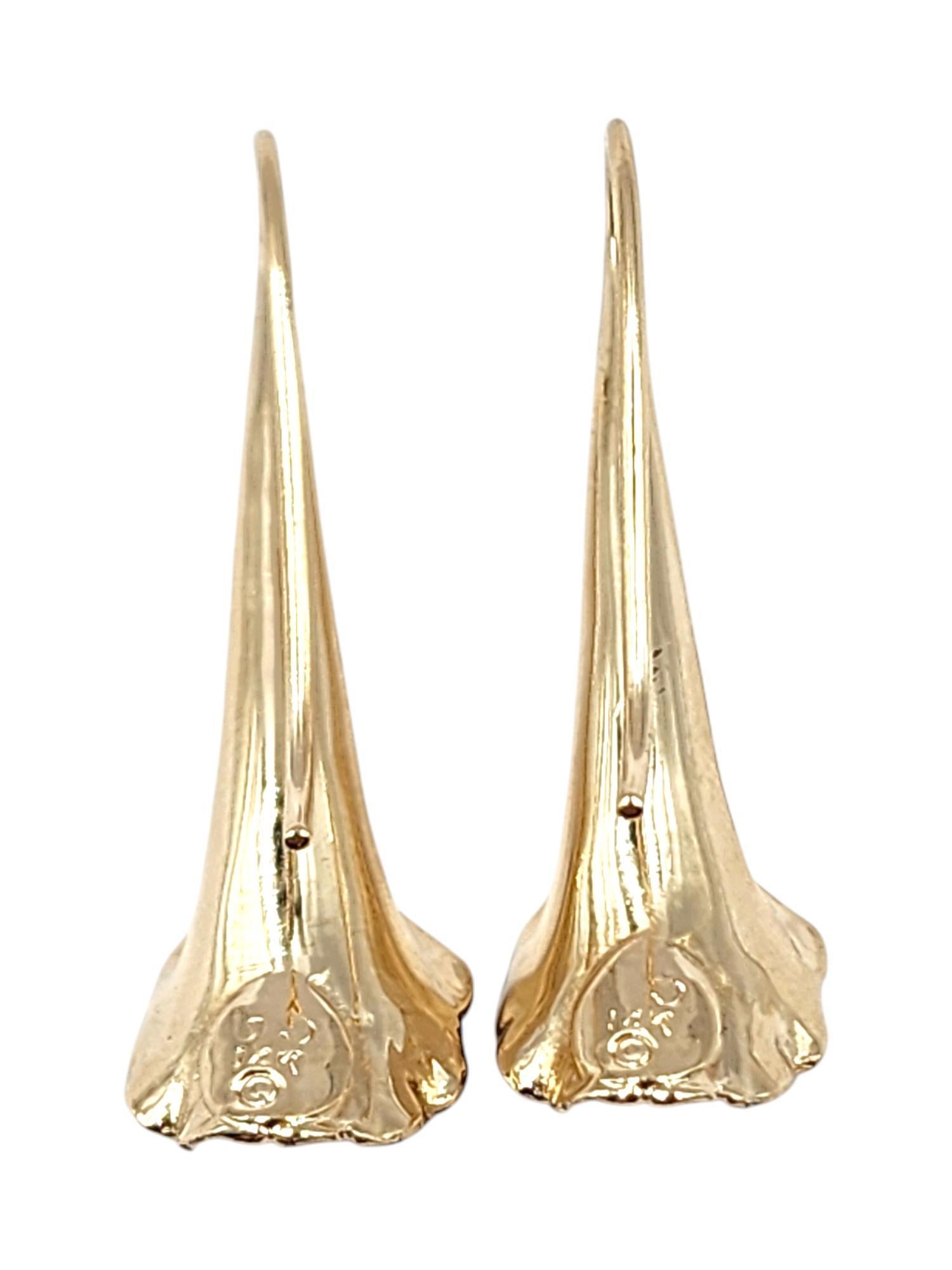 Women's 14 Karat Yellow Gold Calla Lily Dangle Earrings #20491