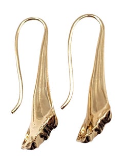 Pendientes colgantes de lirio cala de oro amarillo de 14 quilates #20491