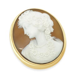 14 Karat Yellow Gold Cameo Brooch
