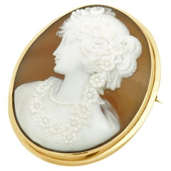 14 Karat Yellow Gold Cameo Brooch