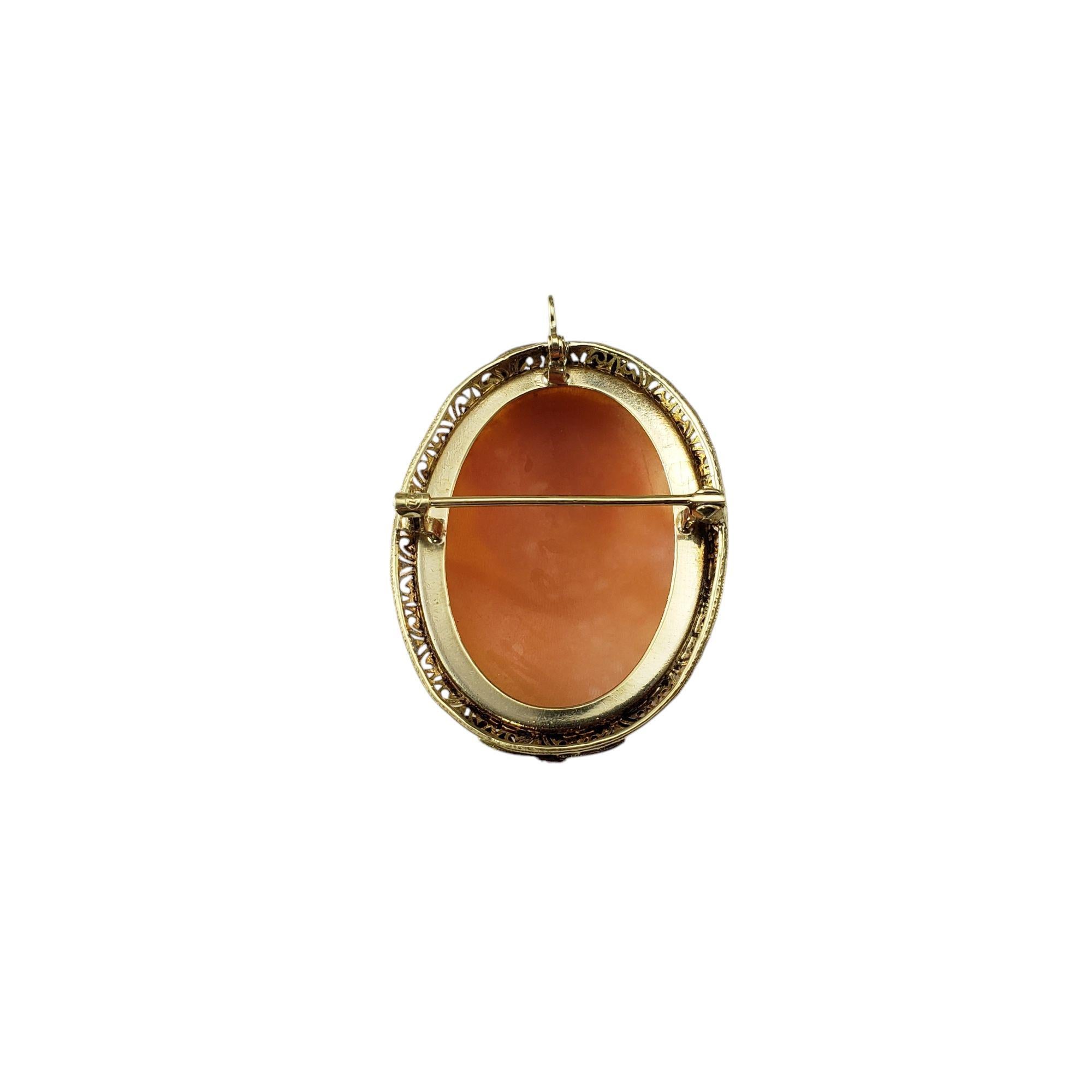 Contemporary 14 Karat Yellow Gold Cameo Brooch/Pendant #20879 For Sale