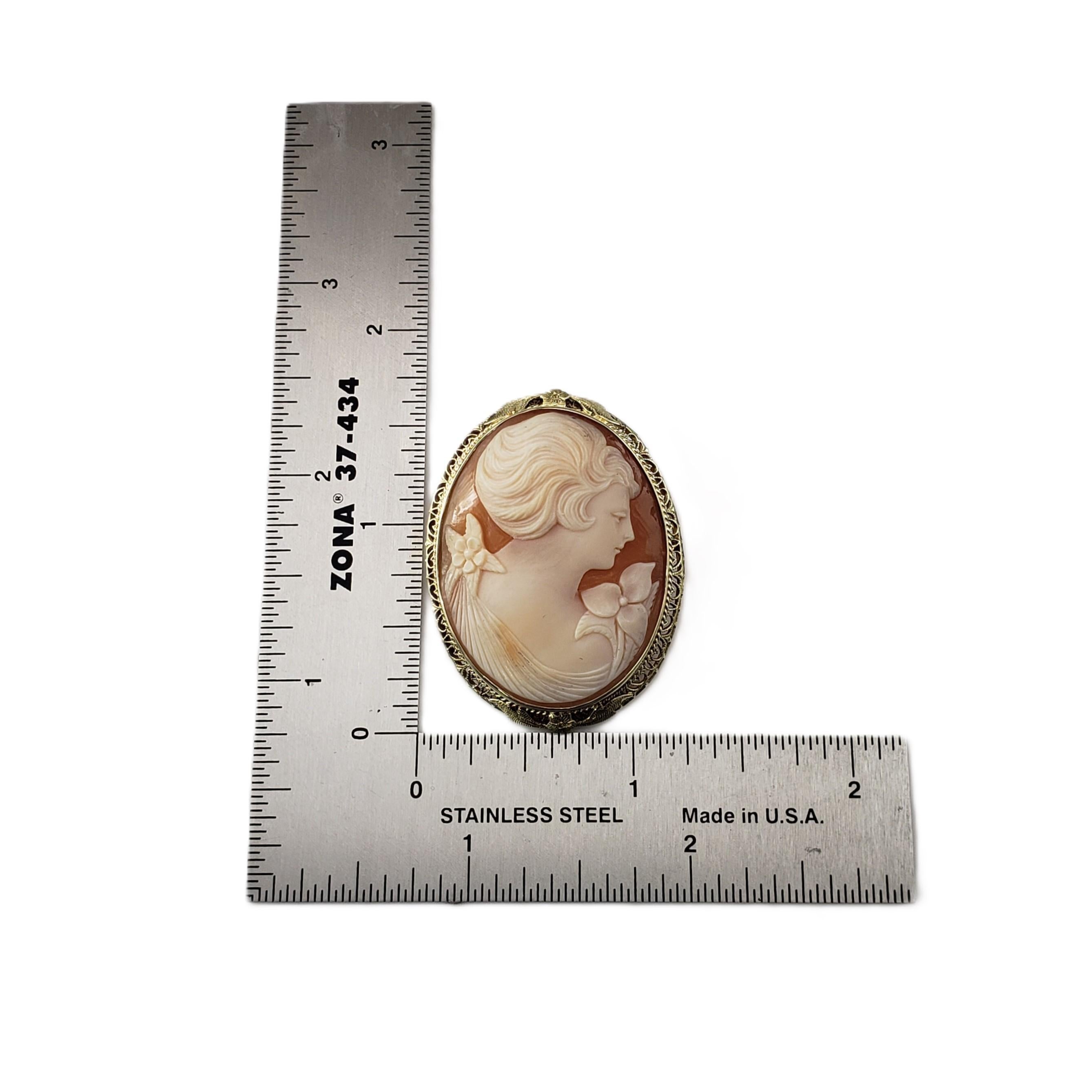 14 Karat Yellow Gold Cameo Brooch/Pendant #20879 For Sale 1