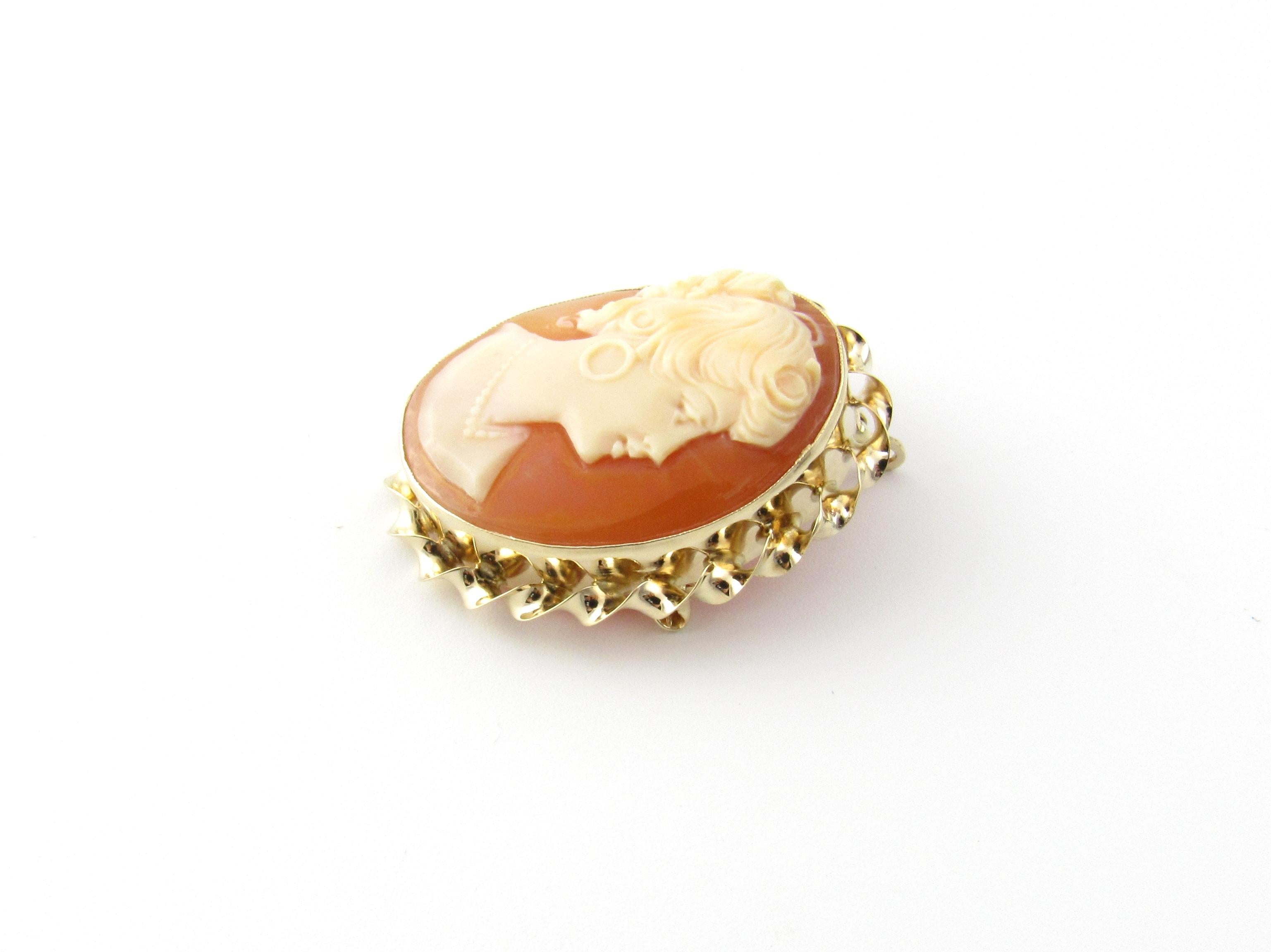 14 Karat Yellow Gold Cameo Brooch or Pendant In Good Condition In Washington Depot, CT