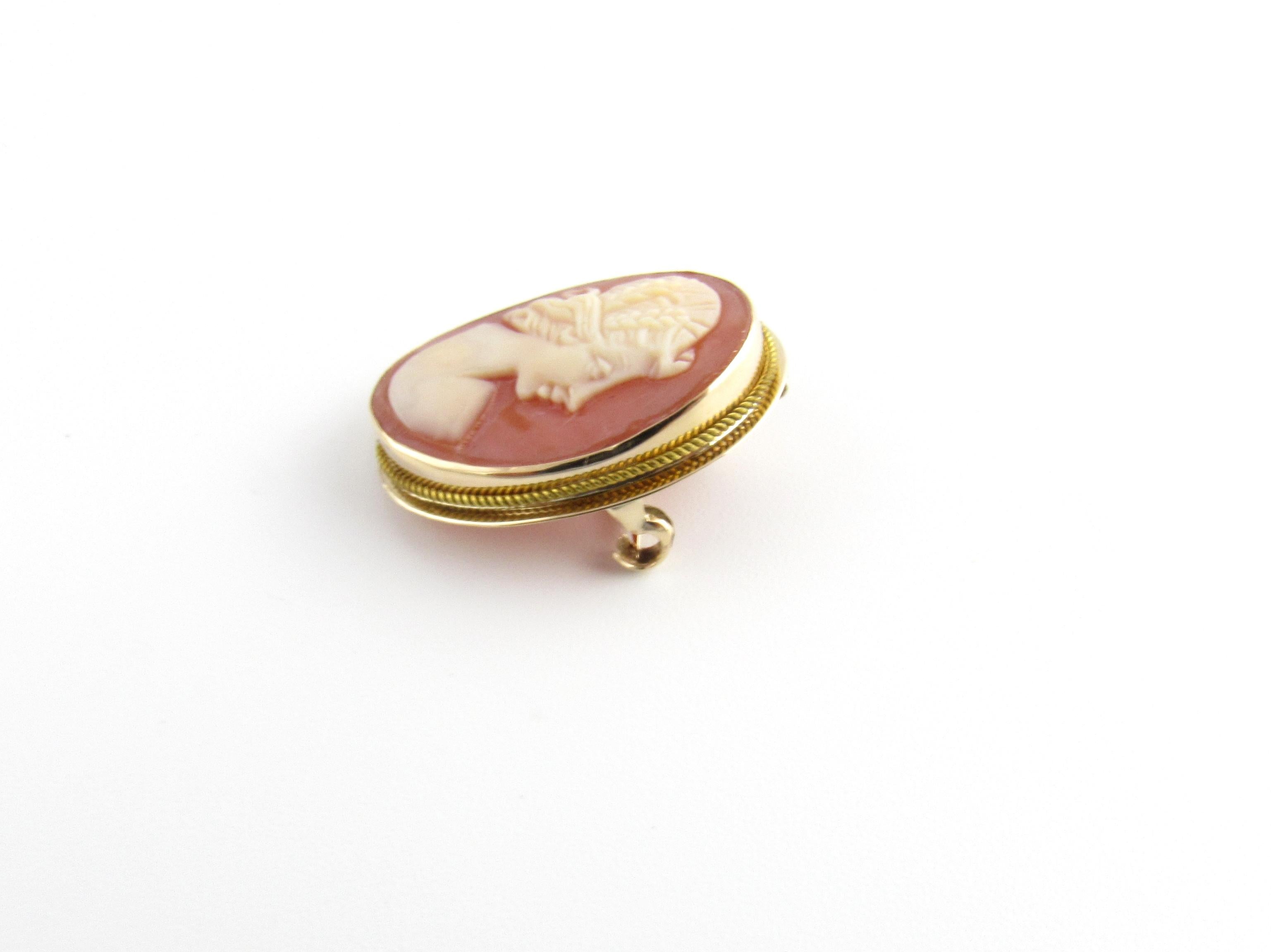 14 Karat Yellow Gold Cameo Brooch or Pendant In Good Condition In Washington Depot, CT
