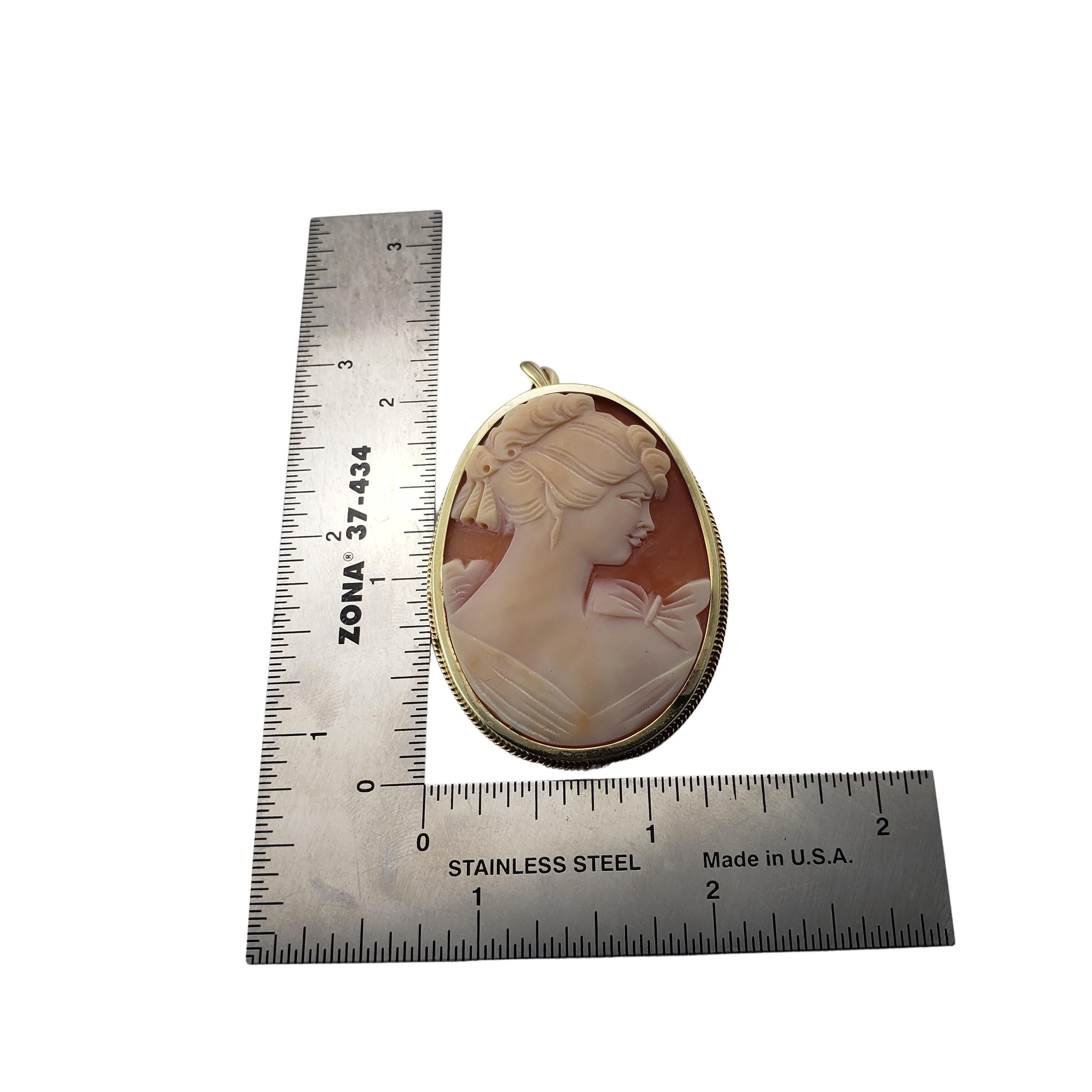 14 Karat Yellow Gold Cameo Brooch/Pendant In Good Condition For Sale In Washington Depot, CT