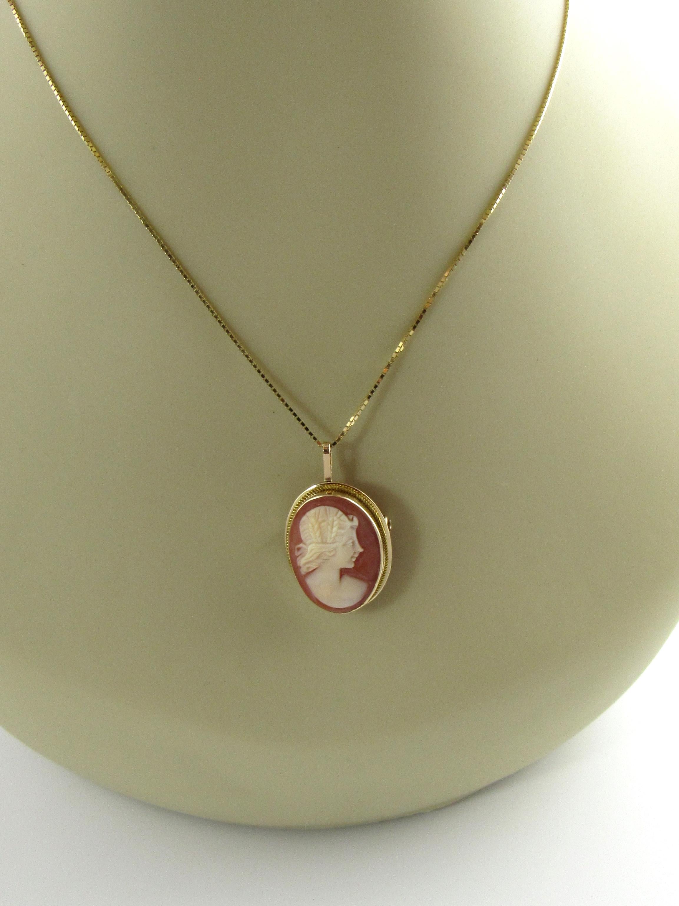 14 Karat Yellow Gold Cameo Brooch or Pendant 5