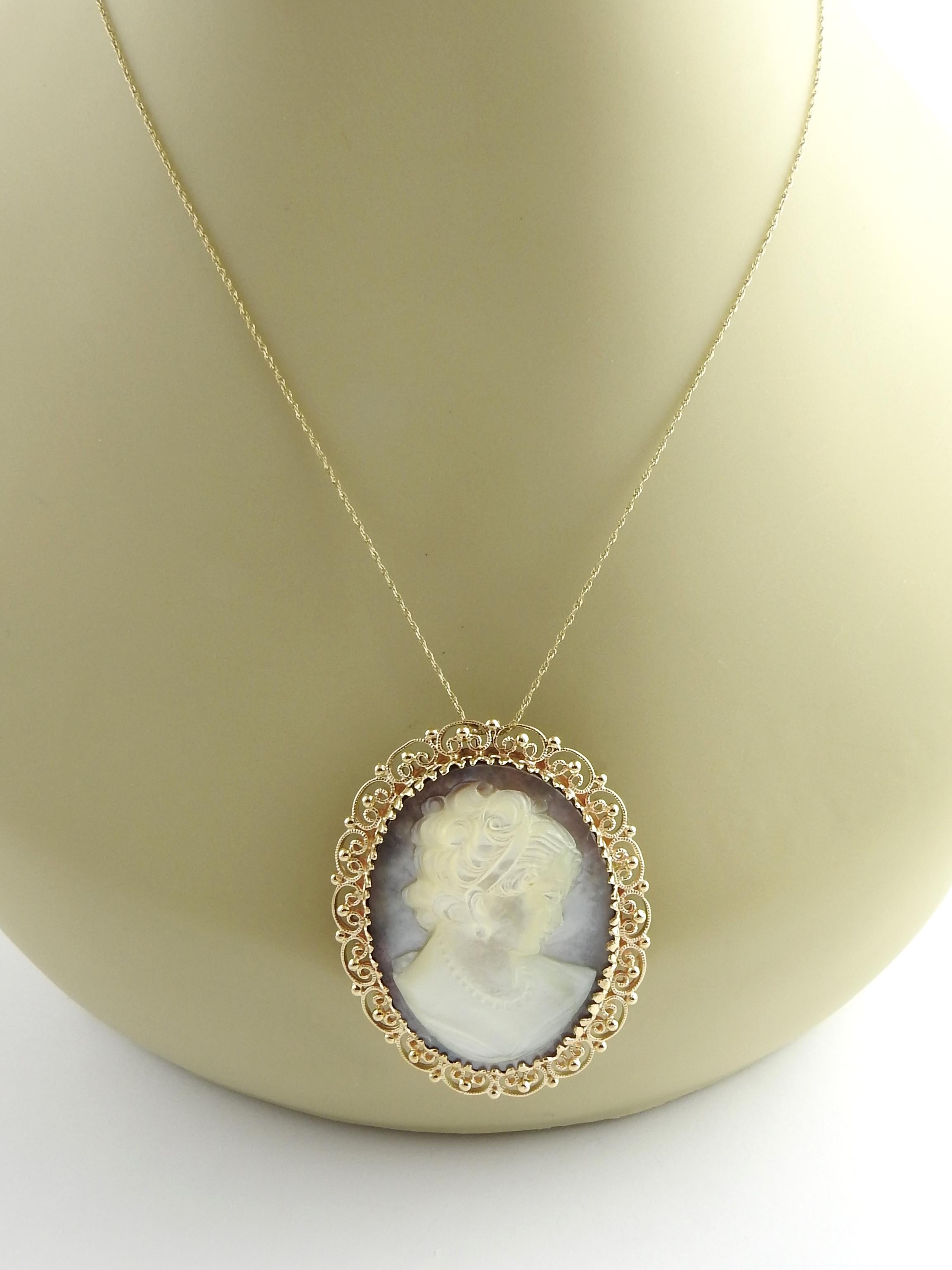 14 Karat Yellow Gold Cameo Brooch / Pendant 4