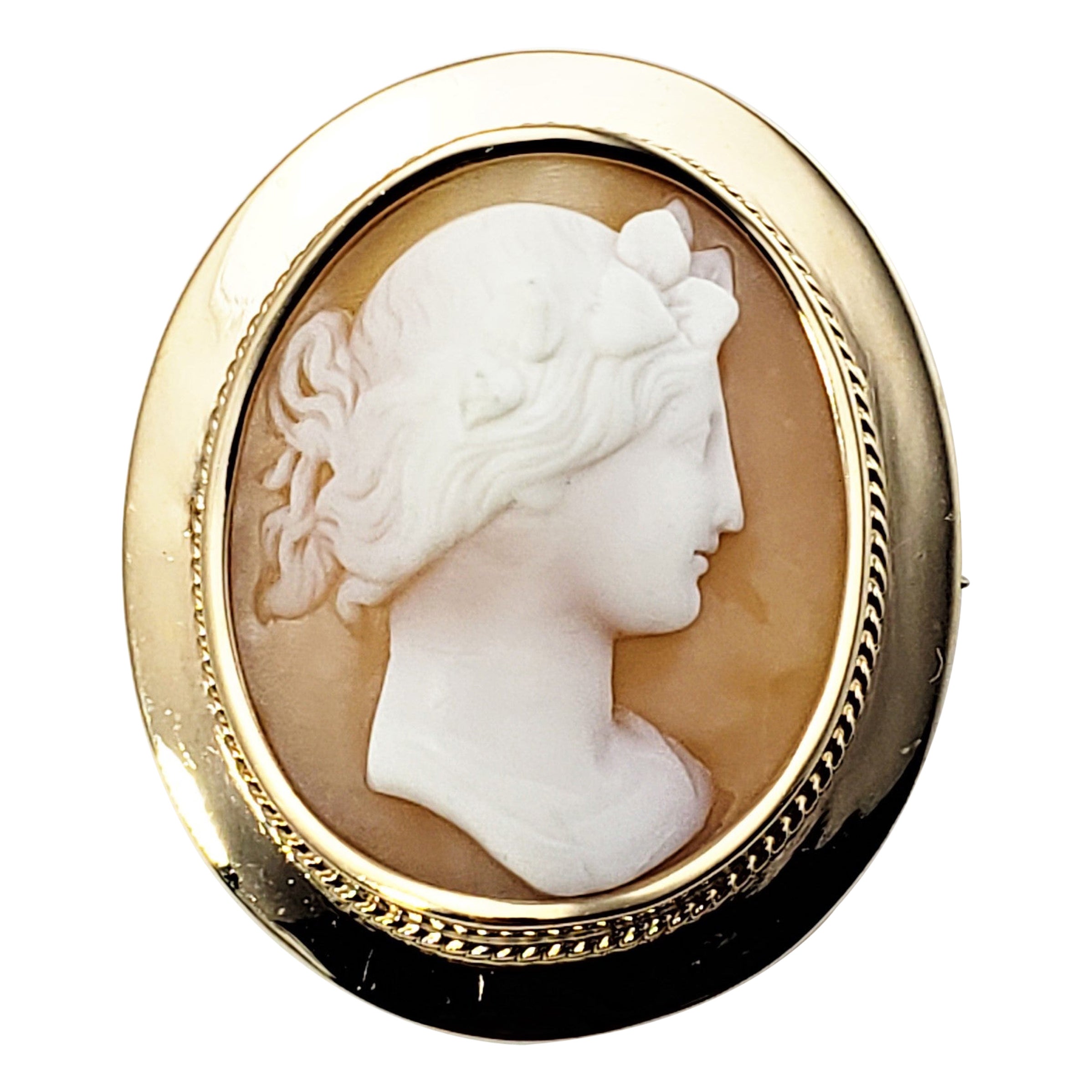 Kamee-Brosche/Anstecknadel aus 18 Karat Gelbgold