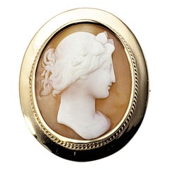 Kamee-Brosche/Anstecknadel aus 18 Karat Gelbgold