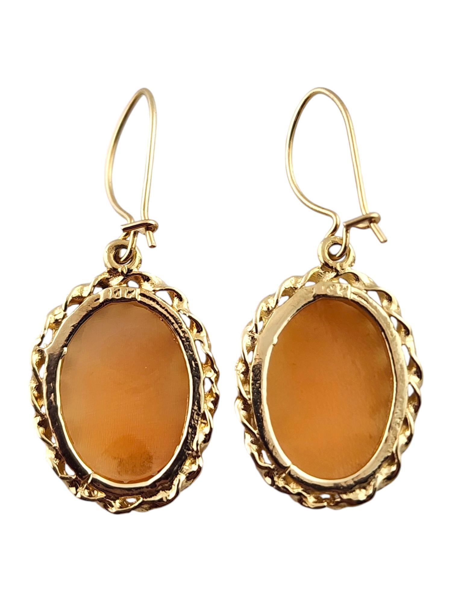 Women's 14 Karat Yellow Gold Cameo Dangle Earrings #18574