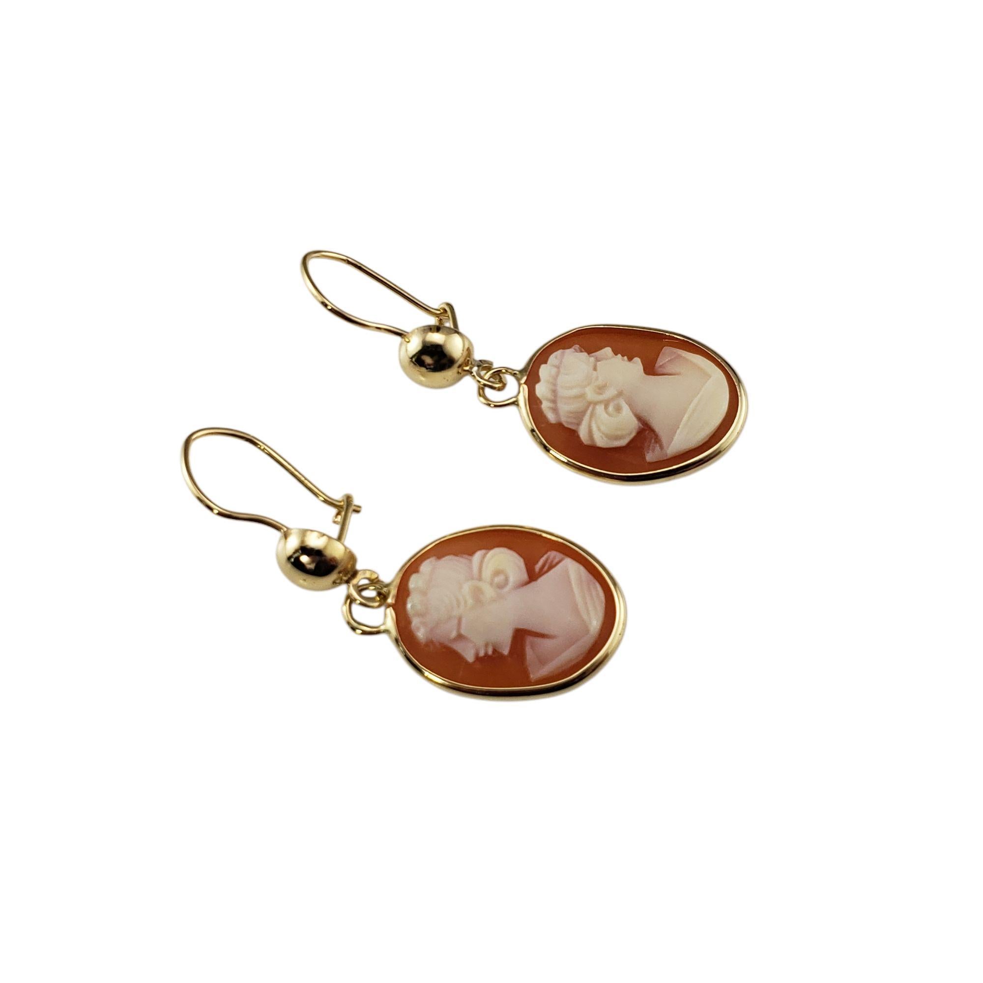 14 Karat Yellow Gold Cameo Dangle Earrings #21336 In Good Condition For Sale In Washington Depot, CT