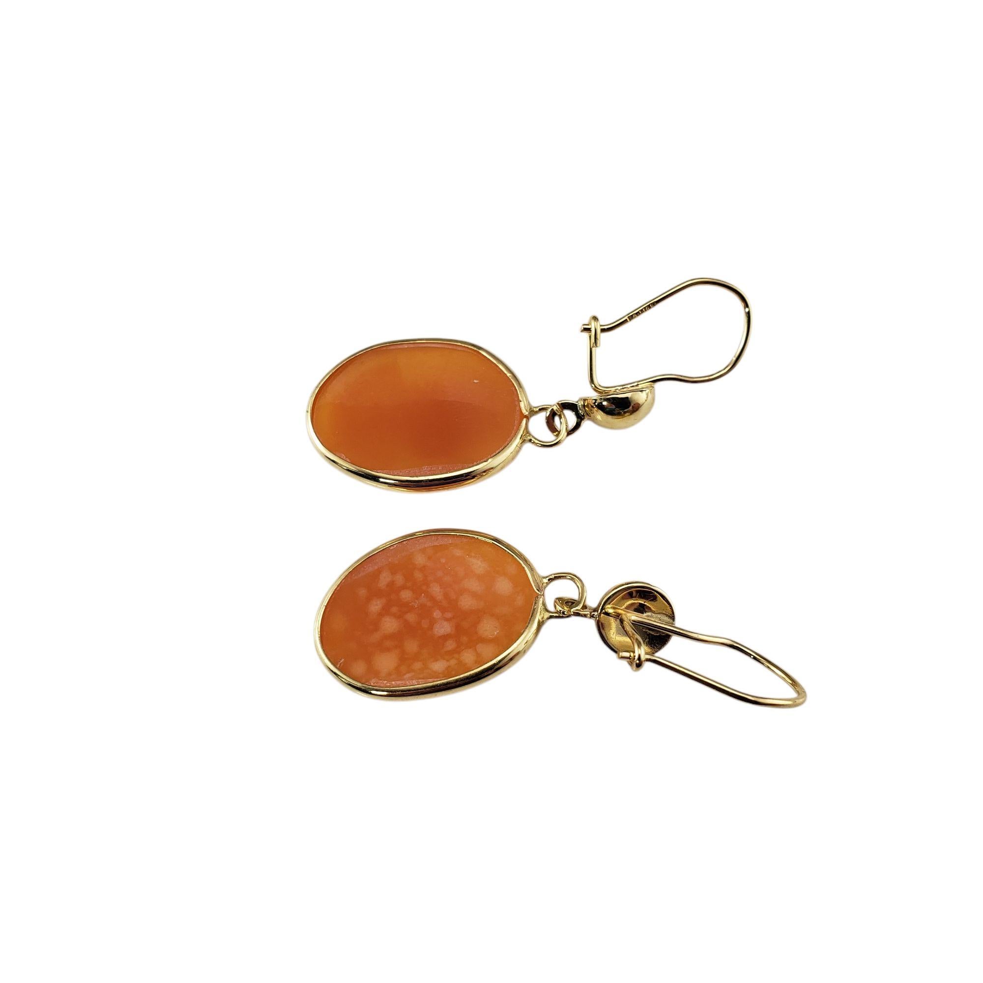 Women's 14 Karat Yellow Gold Cameo Dangle Earrings #21336 For Sale