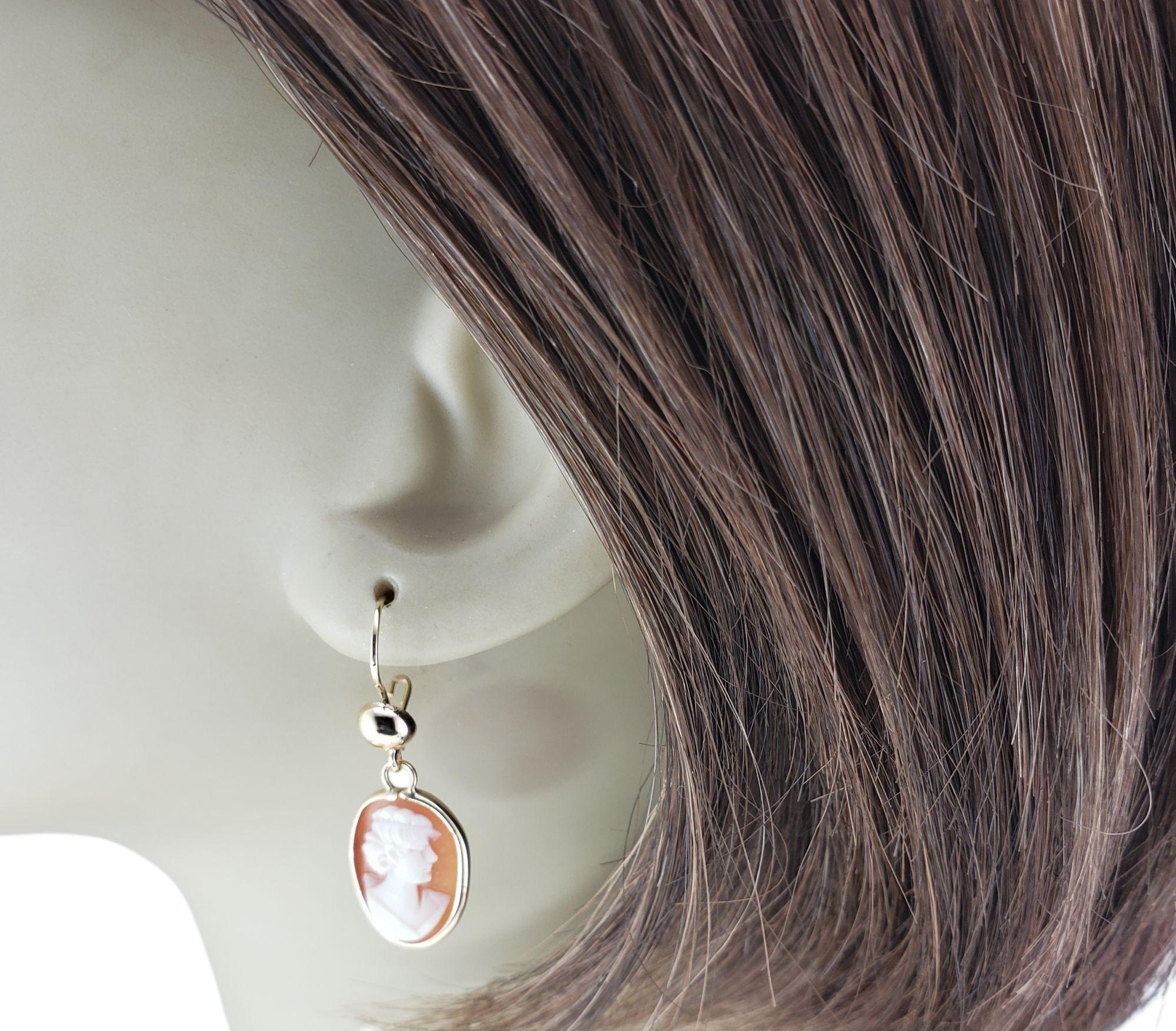 14 Karat Yellow Gold Cameo Dangle Earrings #21336 For Sale 3