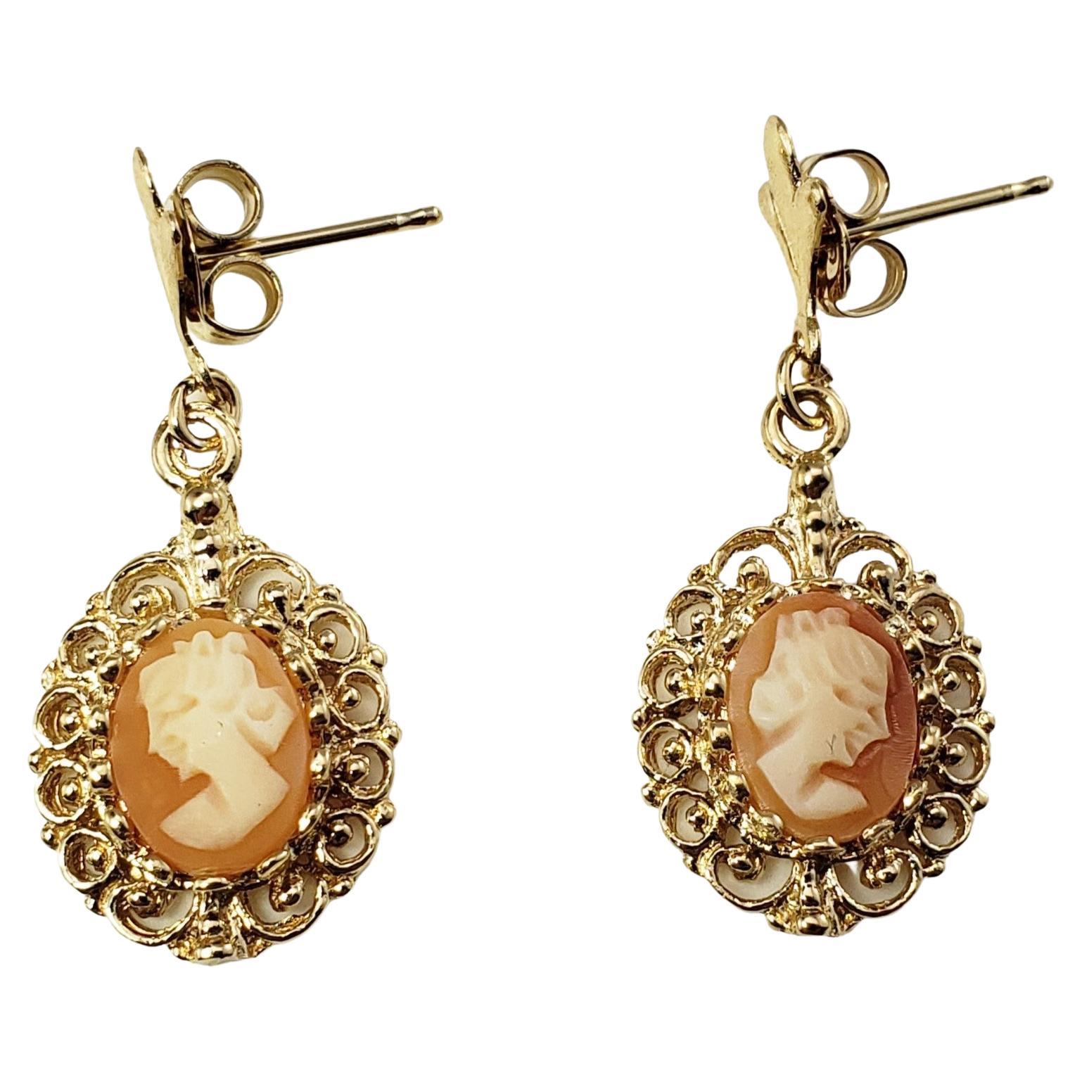 14 Karat Yellow Gold Cameo Dangle Earrings