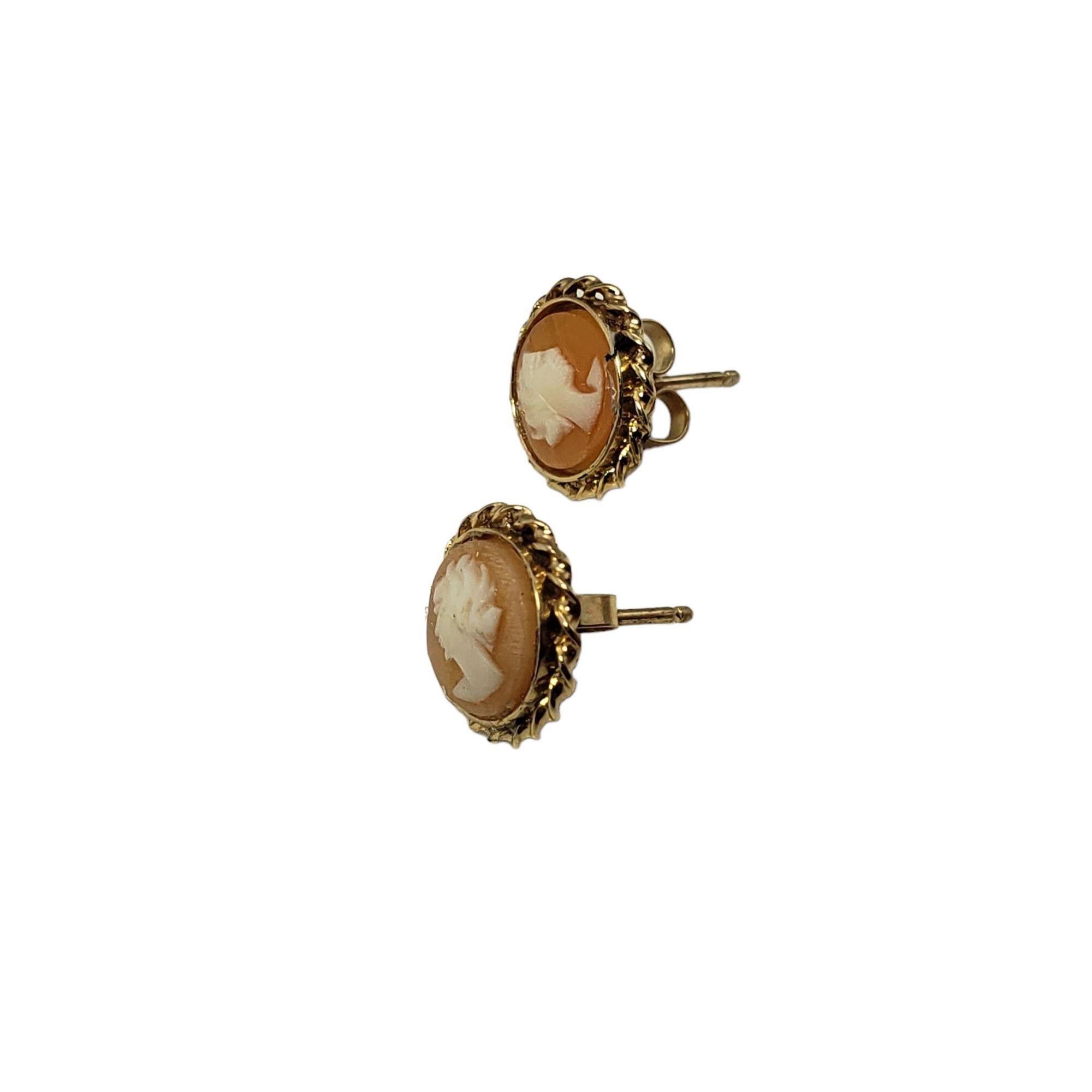 Women's 14 Karat Yellow Gold Cameo Earrings #13289 For Sale