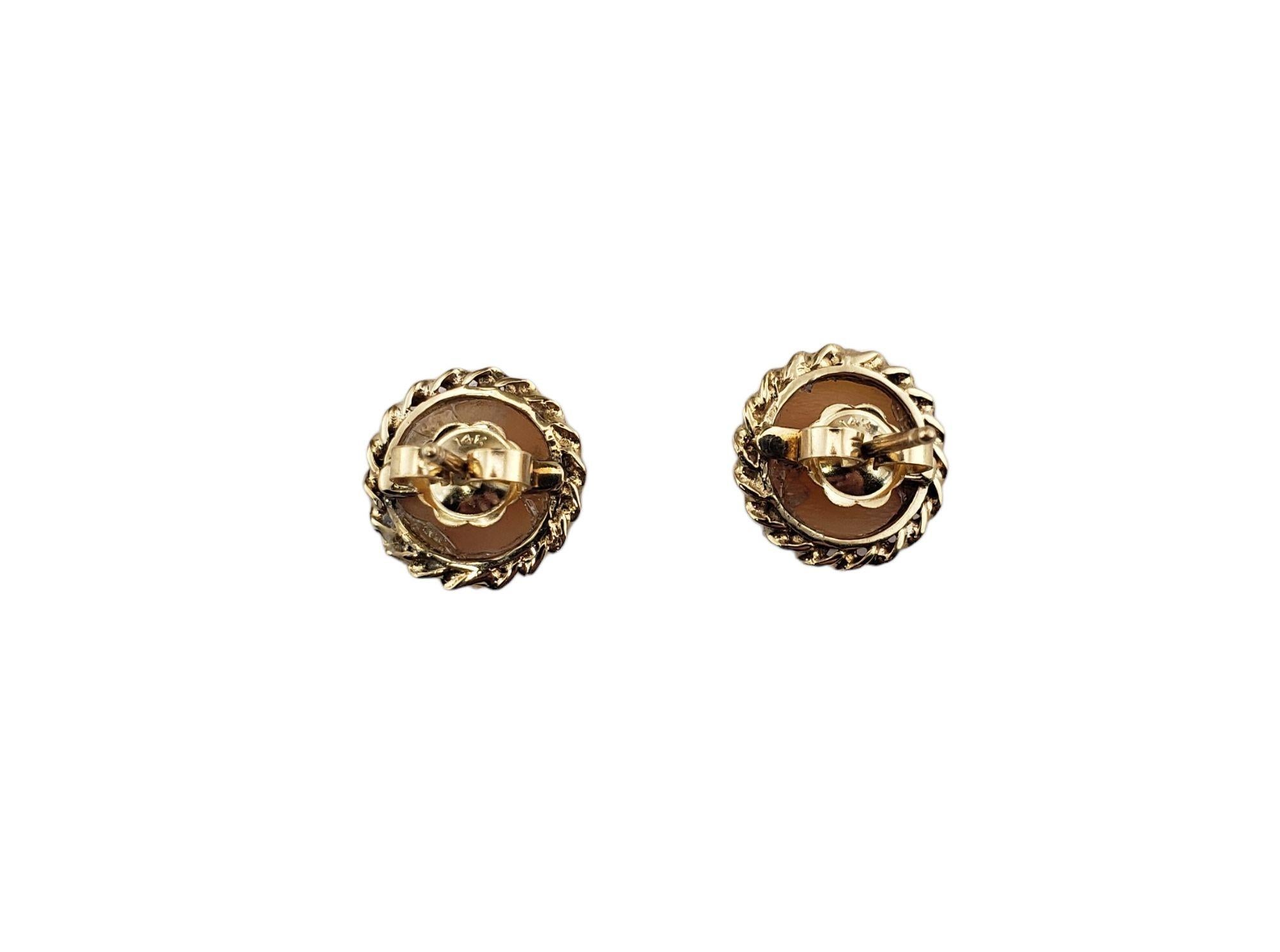 14 Karat Yellow Gold Cameo Earrings #13289 For Sale 1