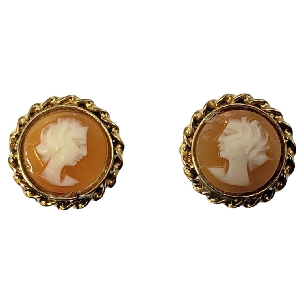 14 Karat Yellow Gold Cameo Earrings #13289