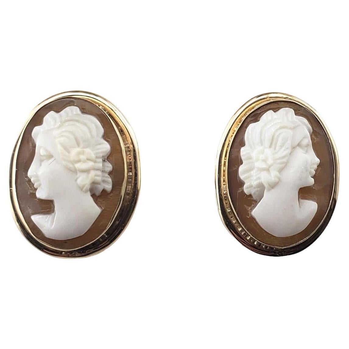 14 Karat Yellow Gold Cameo Earrings #15512