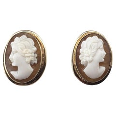 14 Karat Yellow Gold Cameo Earrings #15512