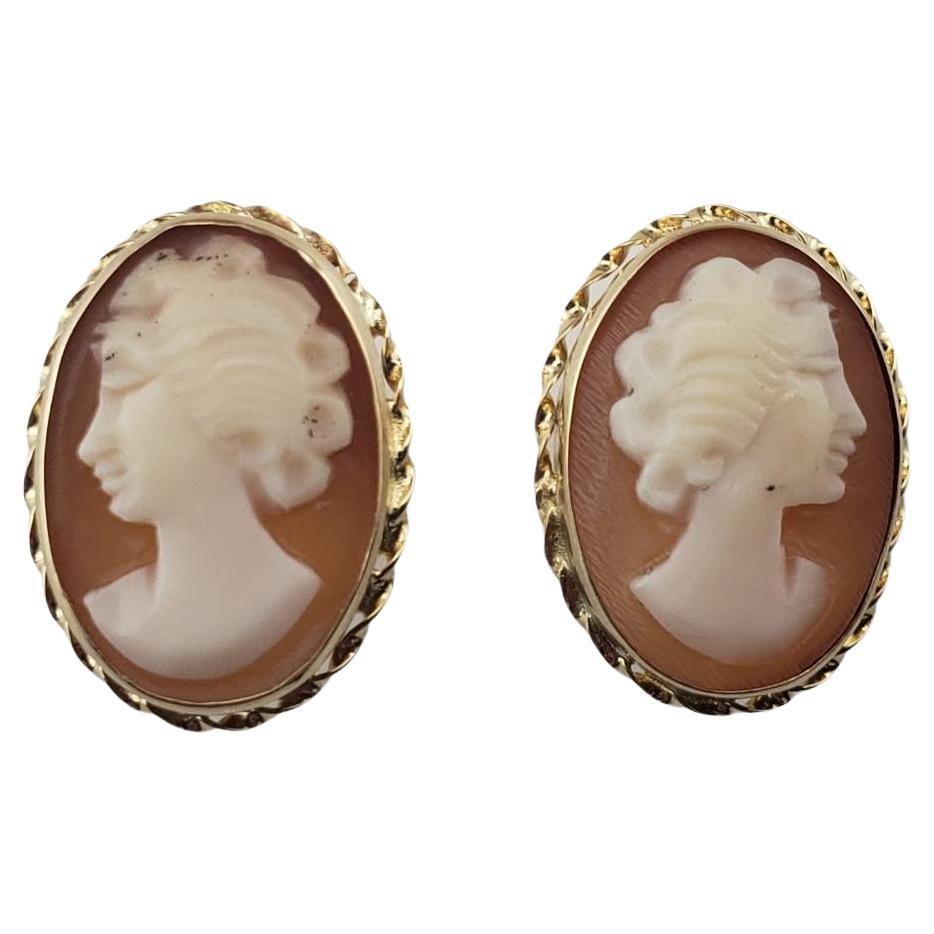  14 Karat Yellow Gold Cameo Earrings #15520 For Sale
