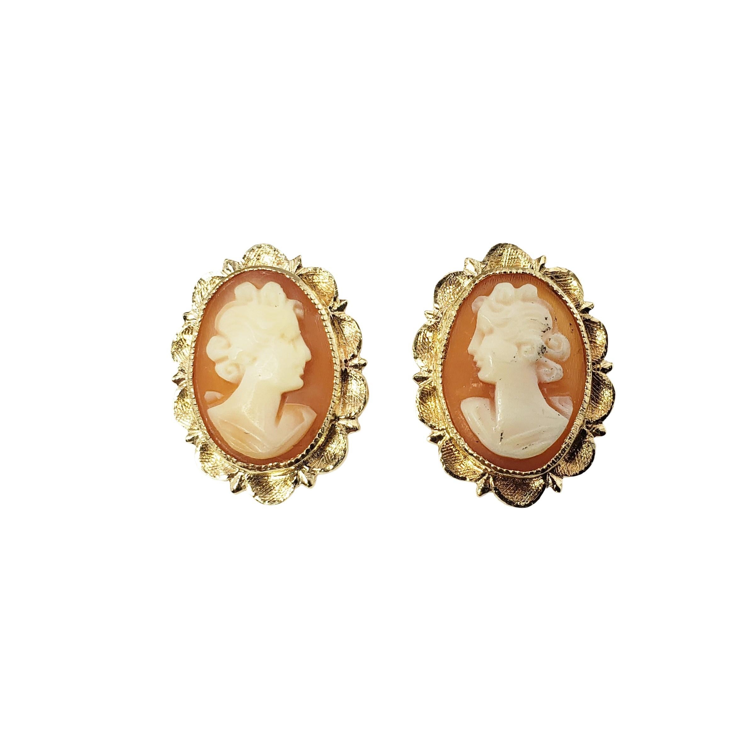 14 Karat Yellow Gold Cameo Earrings For Sale 1